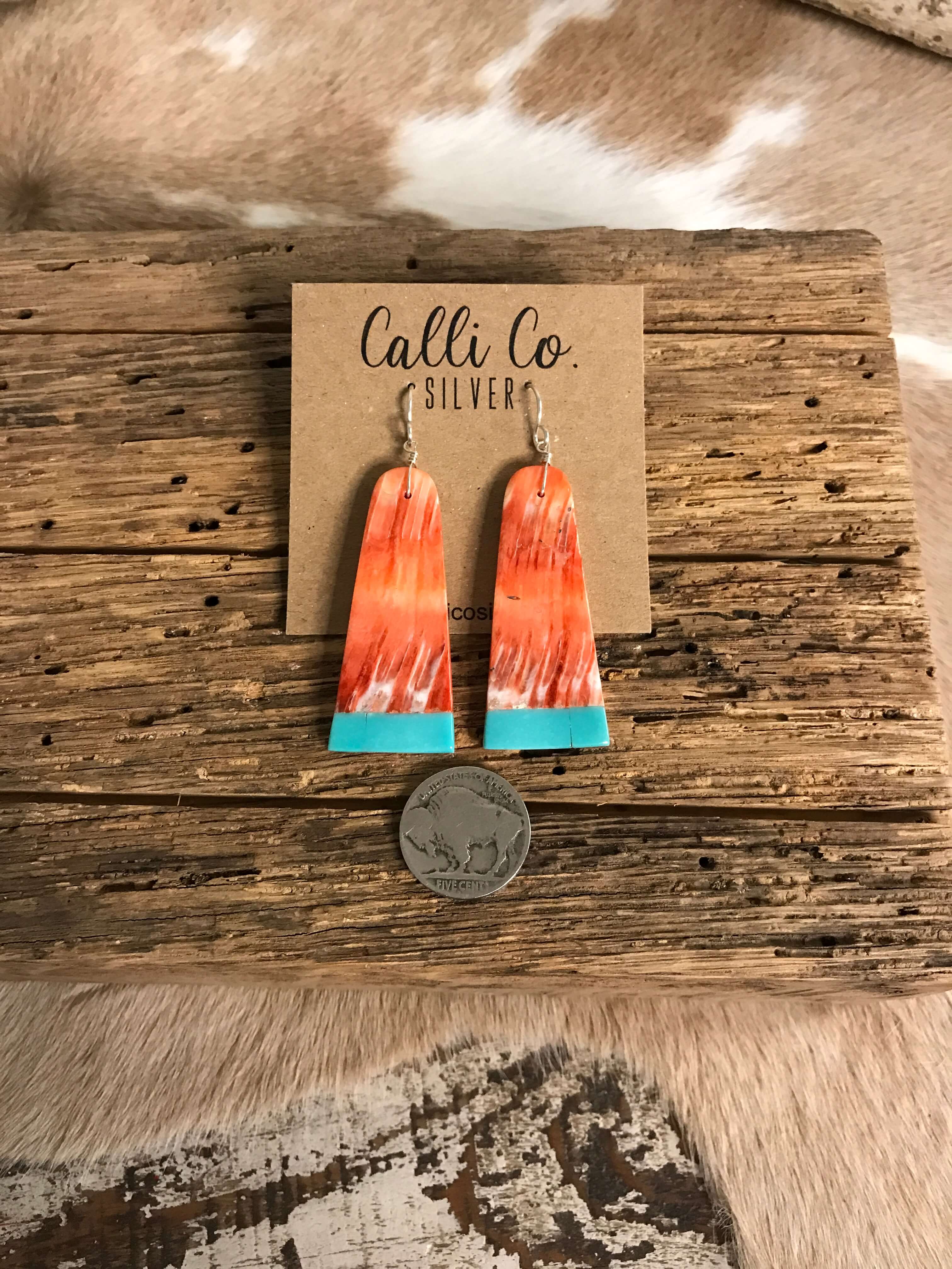 The Villahermosa Spiny Earring, 2-Earrings-Calli Co., Turquoise and Silver Jewelry, Native American Handmade, Zuni Tribe, Navajo Tribe, Brock Texas