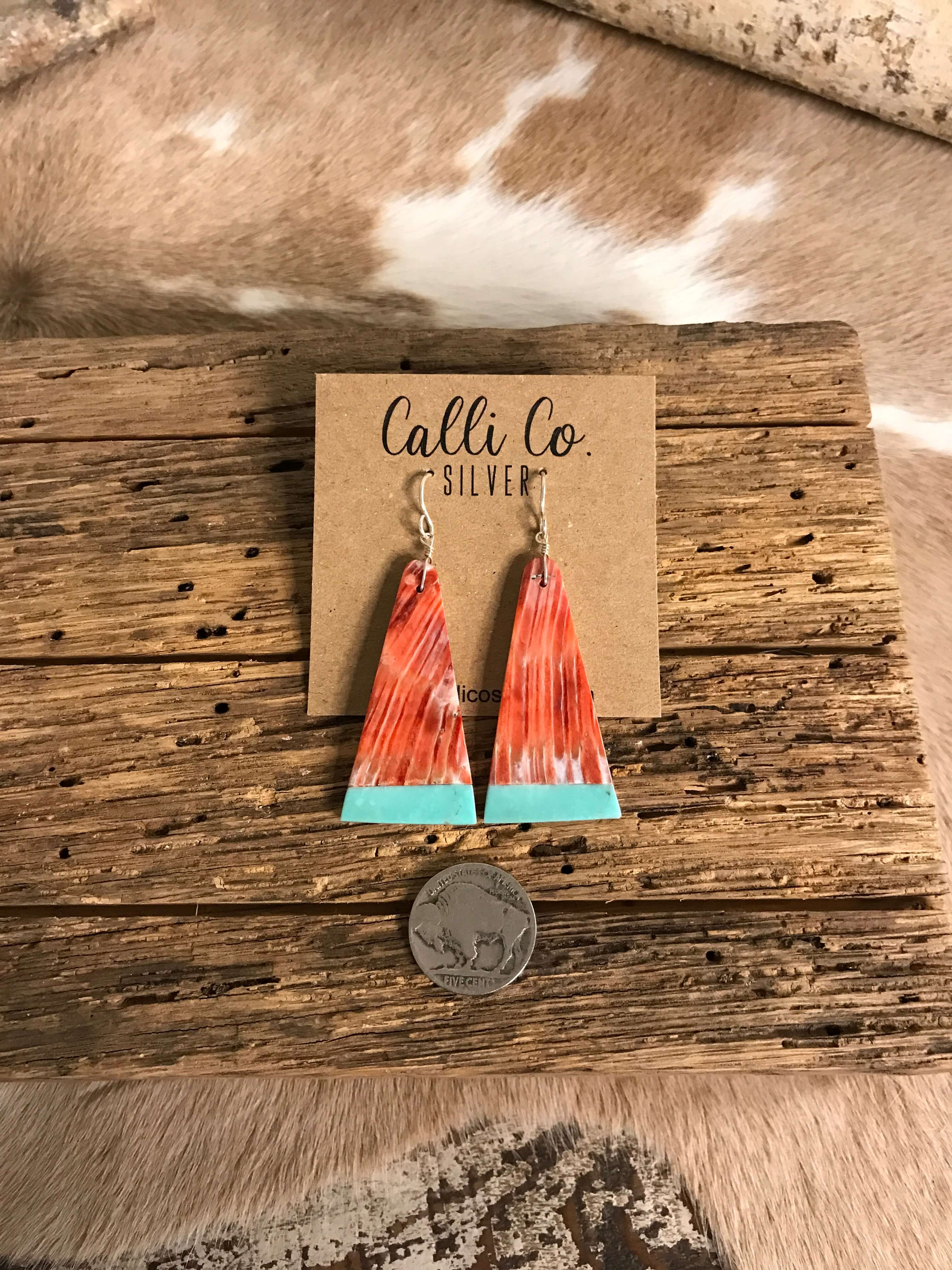 The Villahermosa Spiny Earring, 3-Earrings-Calli Co., Turquoise and Silver Jewelry, Native American Handmade, Zuni Tribe, Navajo Tribe, Brock Texas