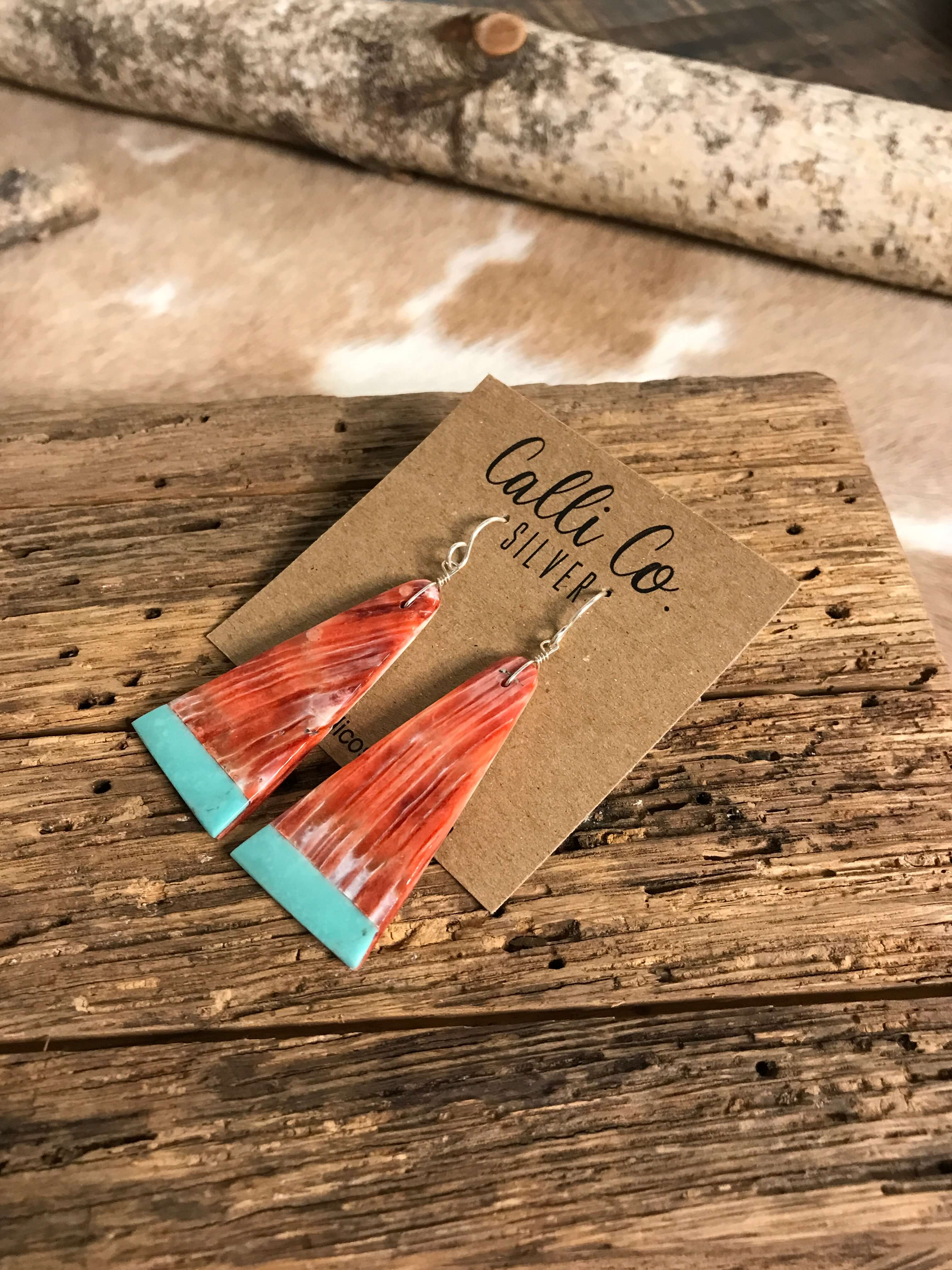 The Villahermosa Spiny Earring, 3-Earrings-Calli Co., Turquoise and Silver Jewelry, Native American Handmade, Zuni Tribe, Navajo Tribe, Brock Texas