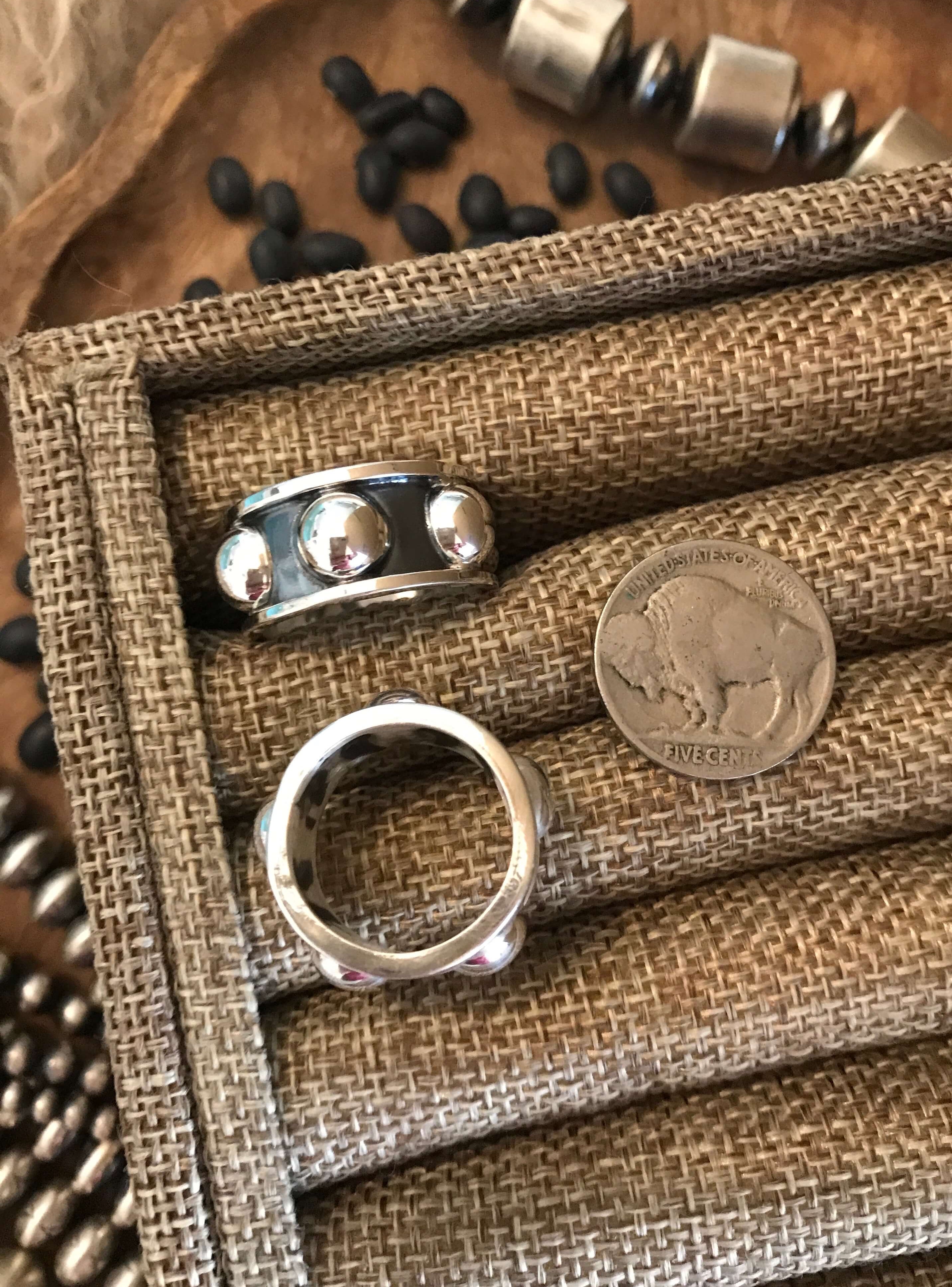 The Horizon Wide Band Ring-Rings-Calli Co., Turquoise and Silver Jewelry, Native American Handmade, Zuni Tribe, Navajo Tribe, Brock Texas