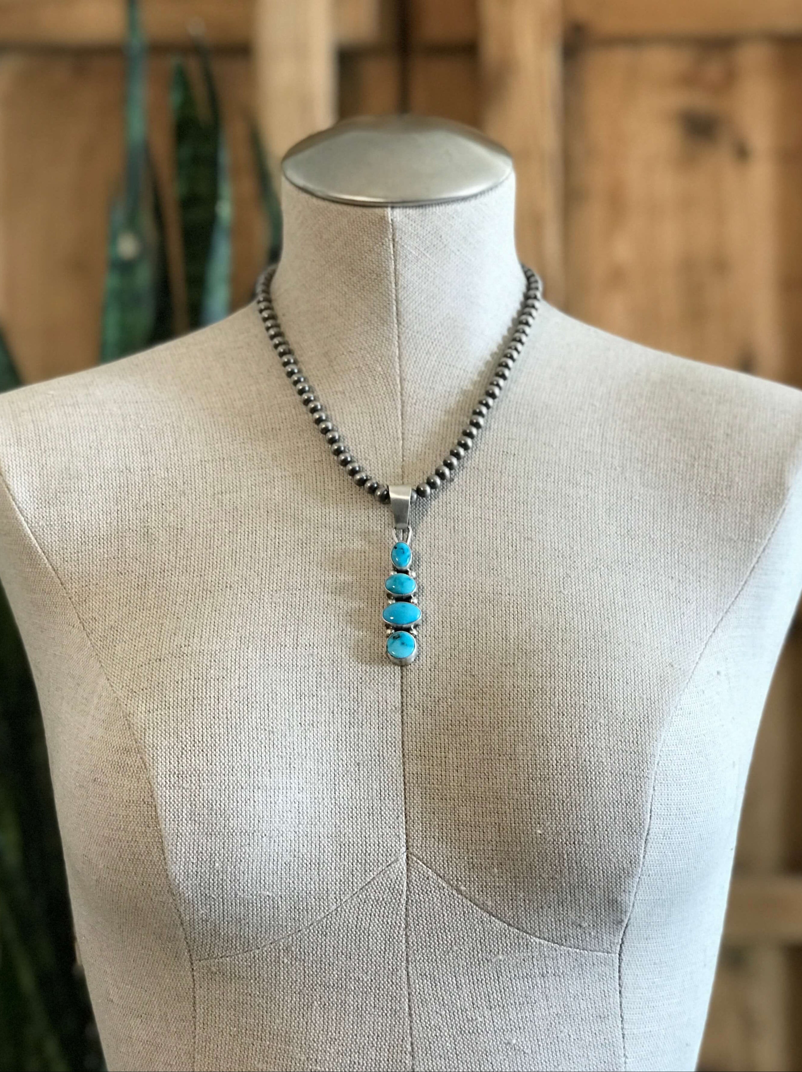 The Vamo Turquoise Pendant, 2-Pendants-Calli Co., Turquoise and Silver Jewelry, Native American Handmade, Zuni Tribe, Navajo Tribe, Brock Texas