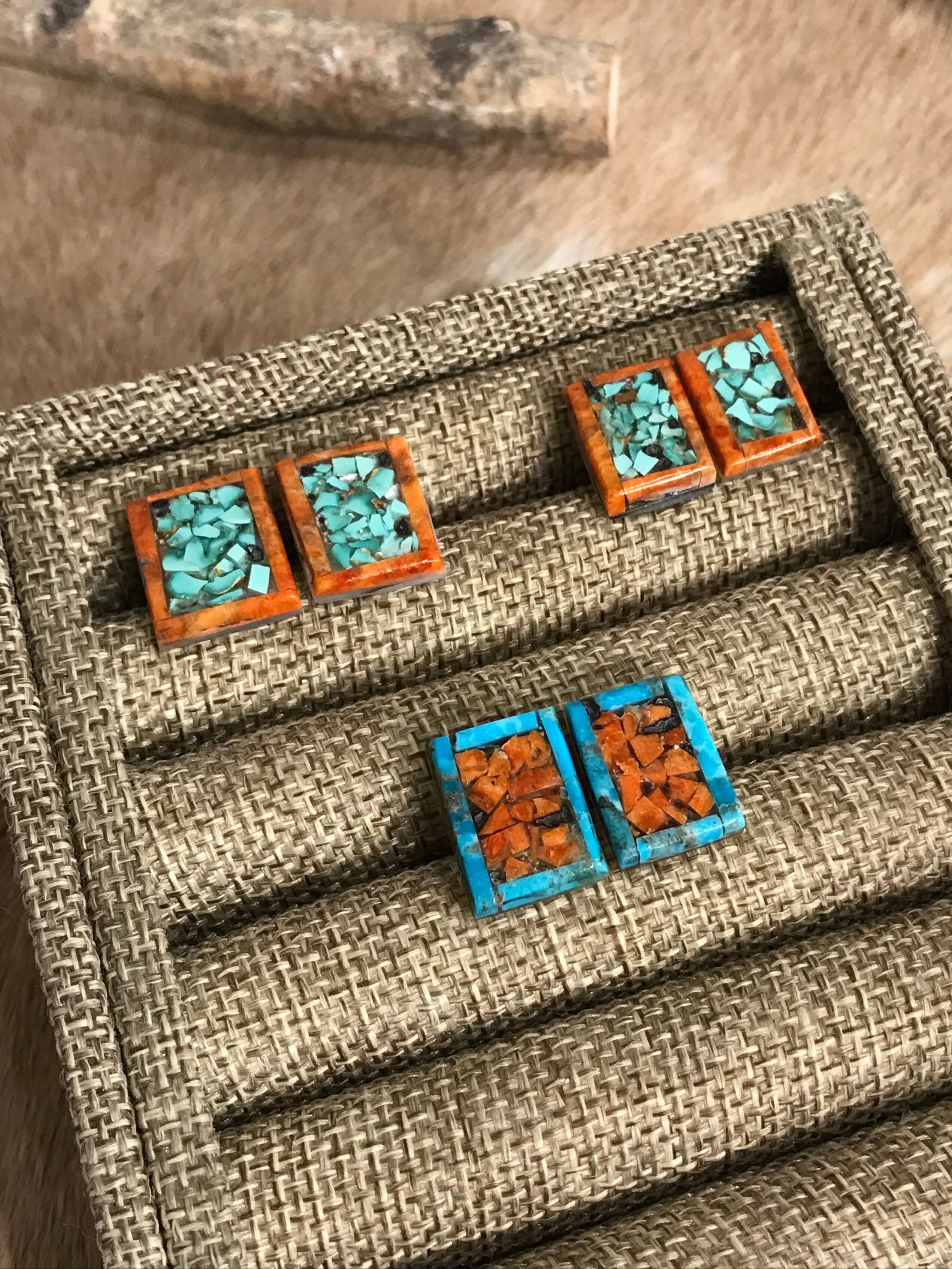 The Piedra Earrings-Earrings-Calli Co., Turquoise and Silver Jewelry, Native American Handmade, Zuni Tribe, Navajo Tribe, Brock Texas