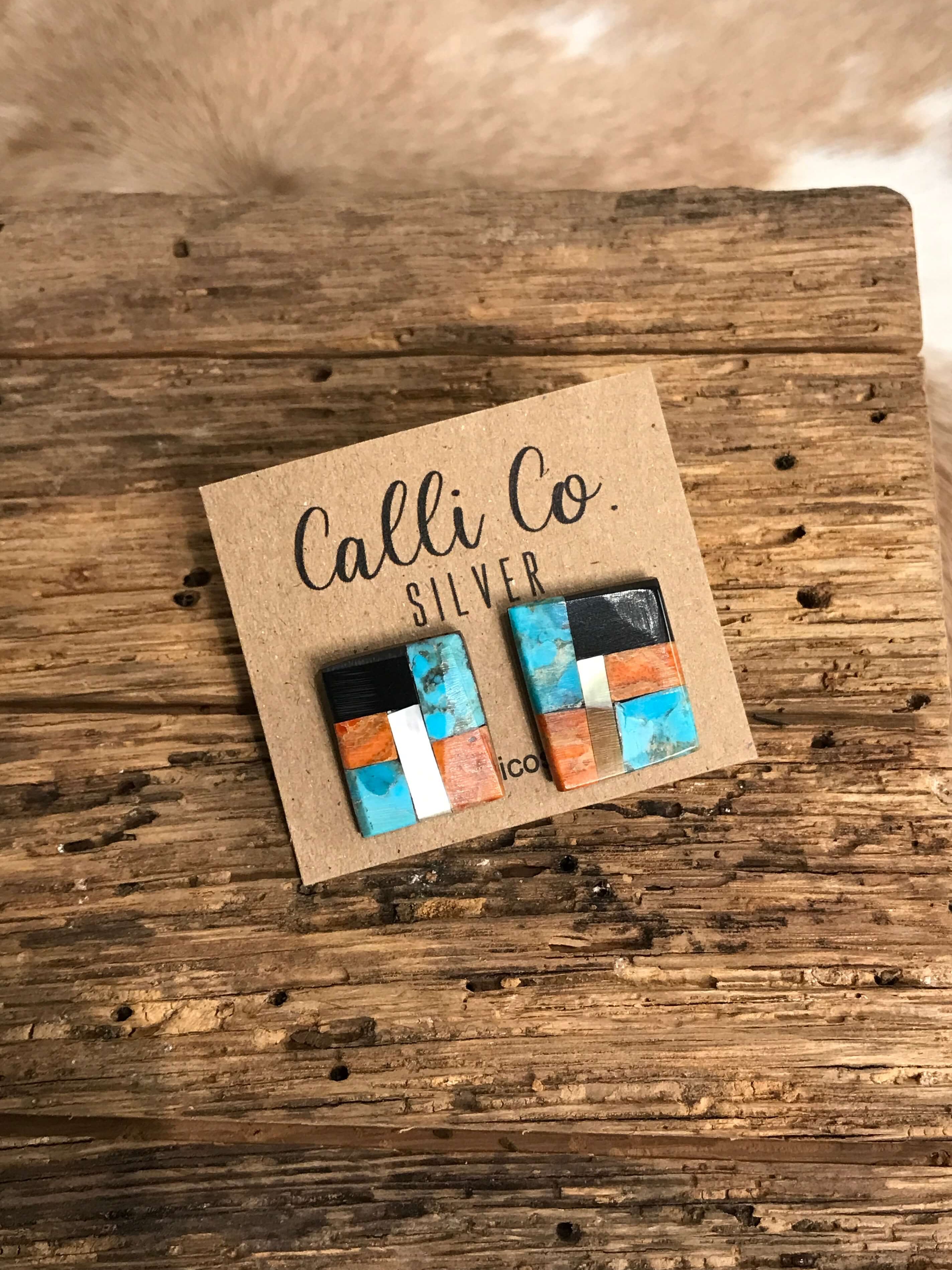 The Keota Earrings-Earrings-Calli Co., Turquoise and Silver Jewelry, Native American Handmade, Zuni Tribe, Navajo Tribe, Brock Texas