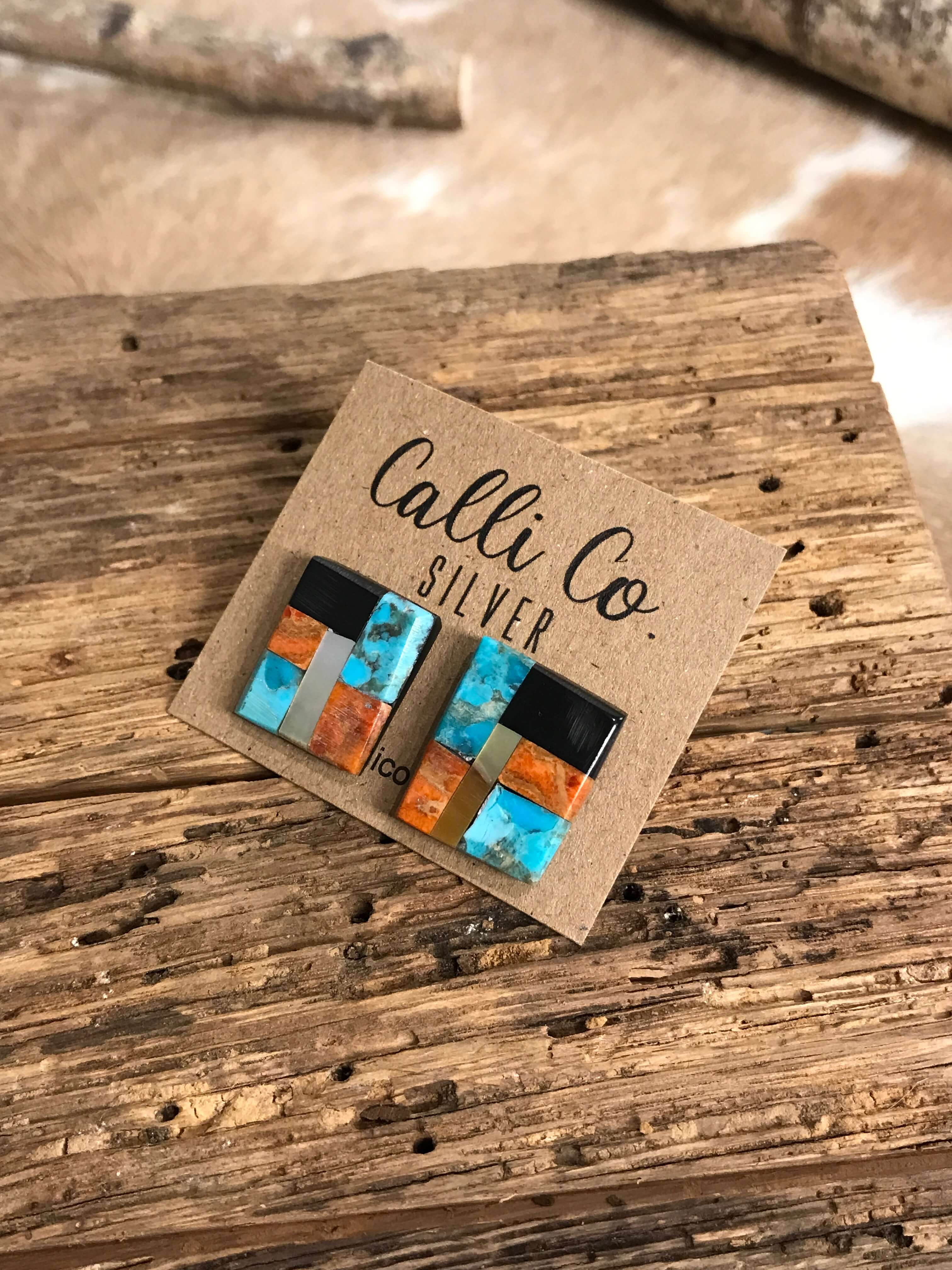 The Keota Earrings-Earrings-Calli Co., Turquoise and Silver Jewelry, Native American Handmade, Zuni Tribe, Navajo Tribe, Brock Texas