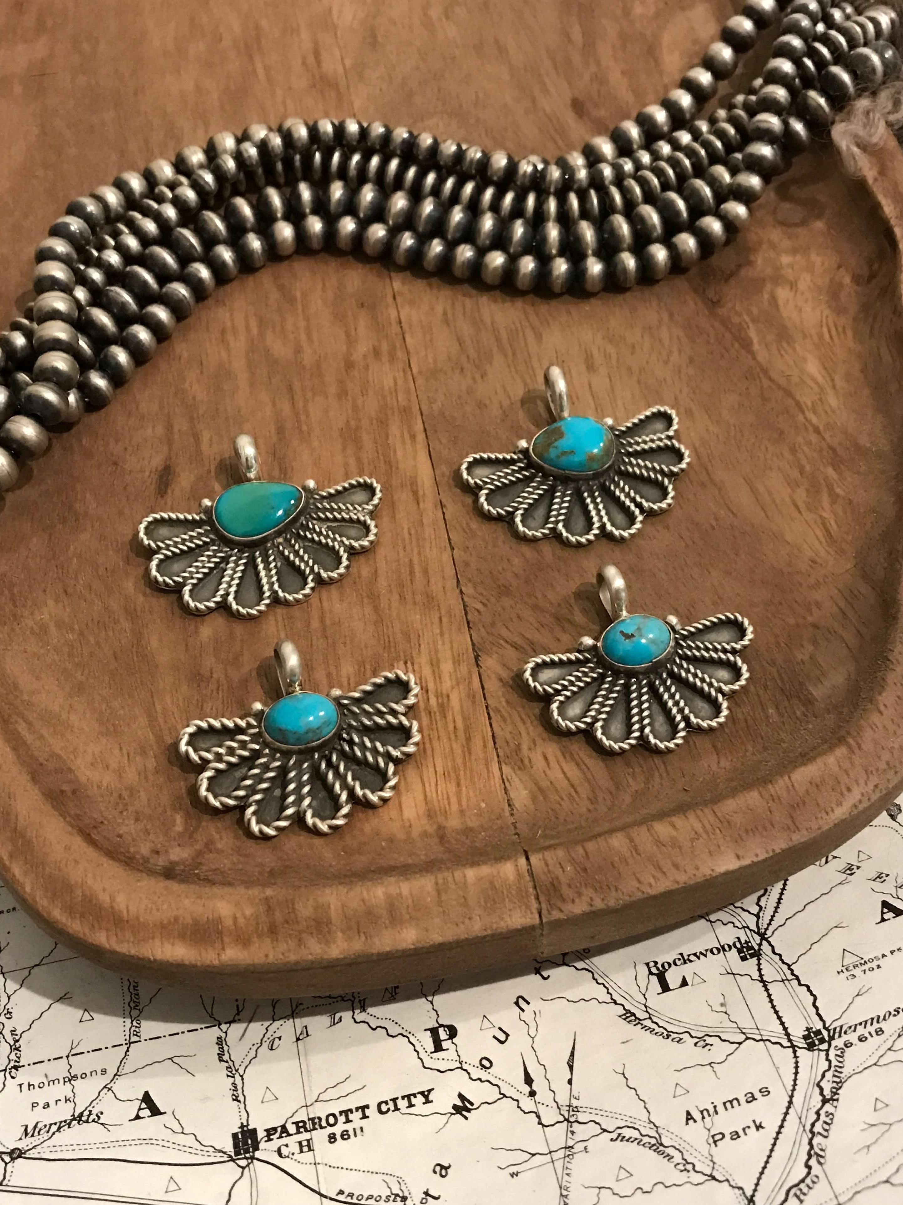 The Wasilla Turquoise Pendant-Pendants-Calli Co., Turquoise and Silver Jewelry, Native American Handmade, Zuni Tribe, Navajo Tribe, Brock Texas
