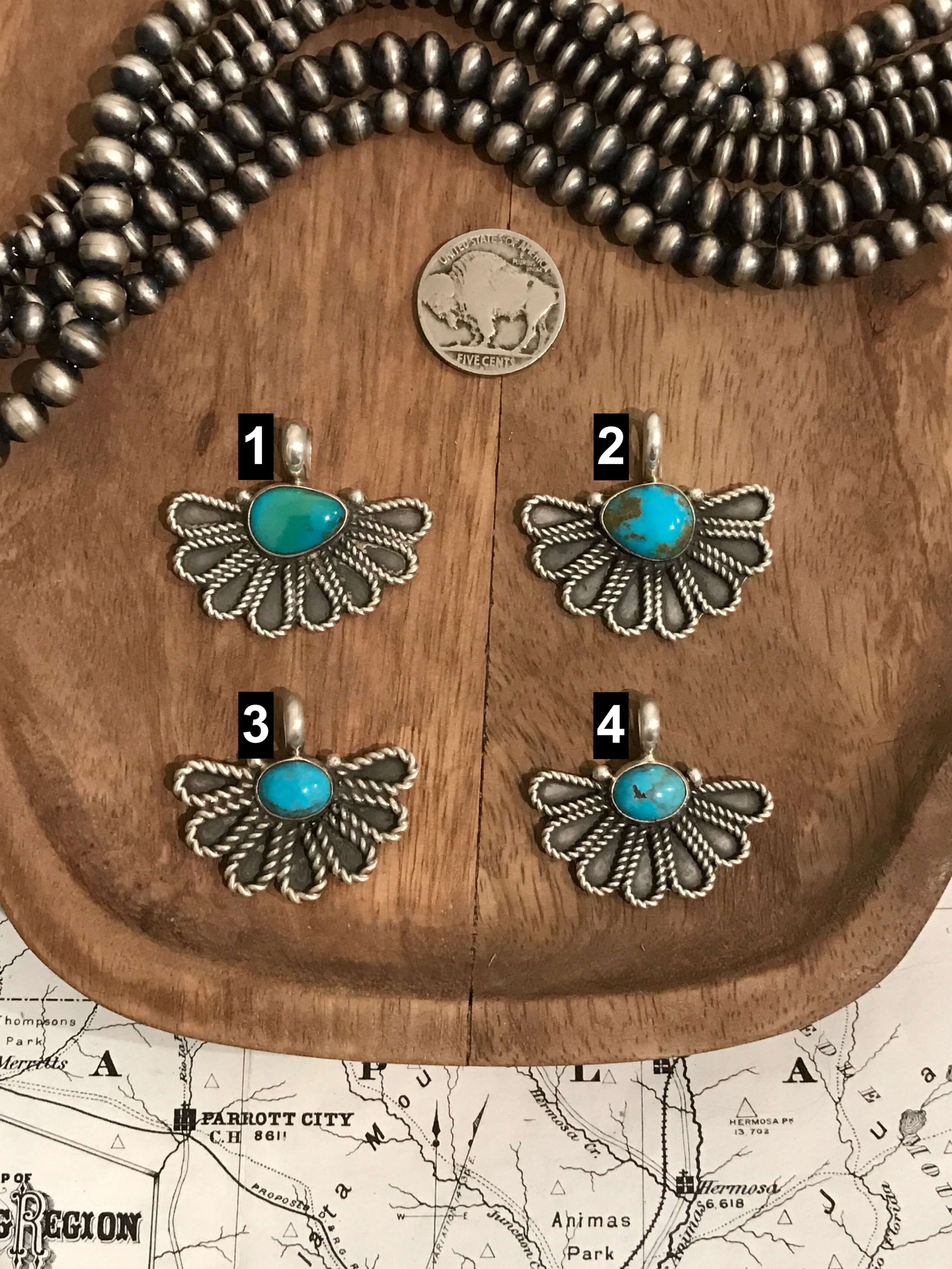 The Wasilla Turquoise Pendant-Pendants-Calli Co., Turquoise and Silver Jewelry, Native American Handmade, Zuni Tribe, Navajo Tribe, Brock Texas