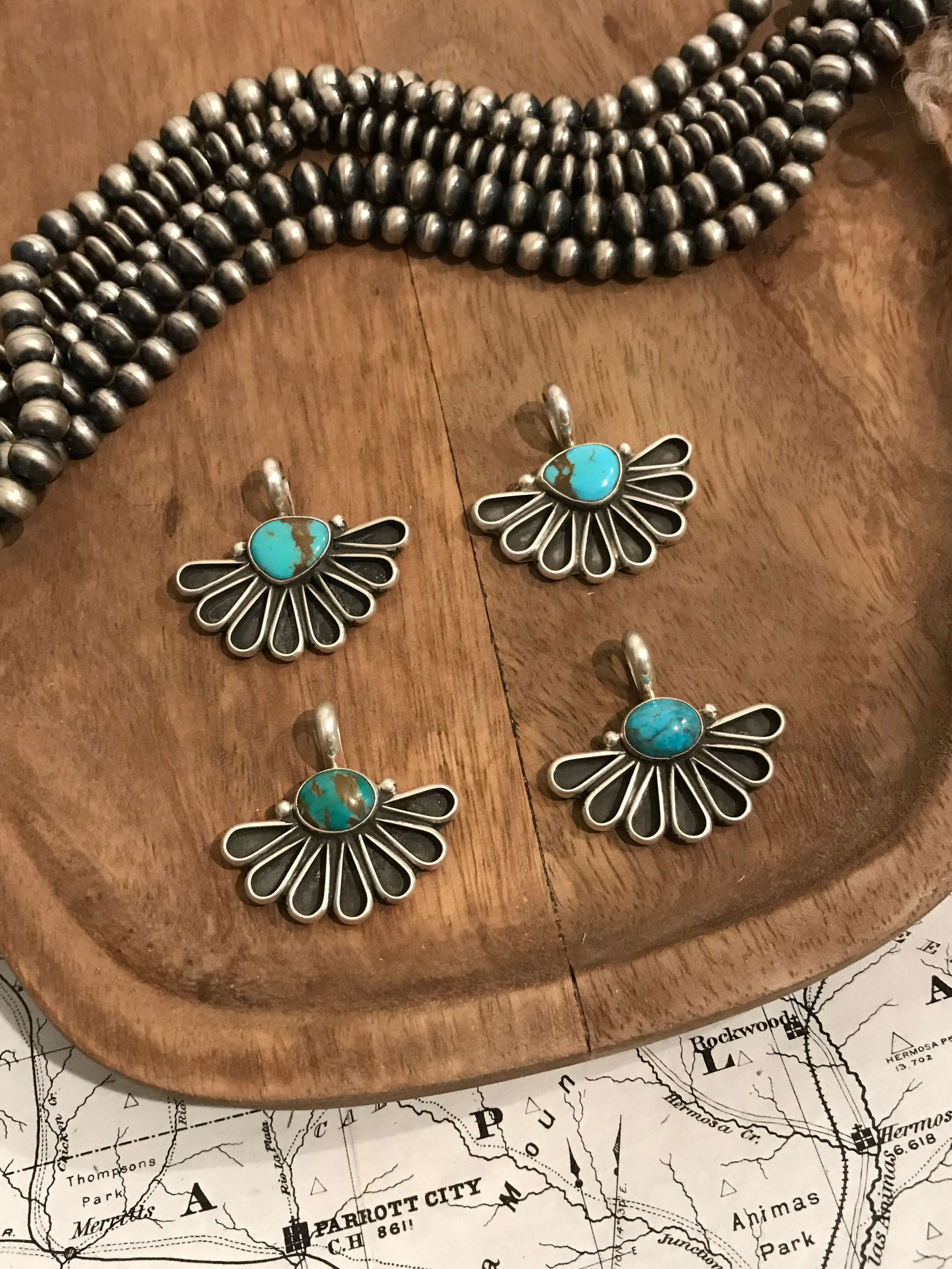 The Wasilla Turquoise Pendant-Pendants-Calli Co., Turquoise and Silver Jewelry, Native American Handmade, Zuni Tribe, Navajo Tribe, Brock Texas