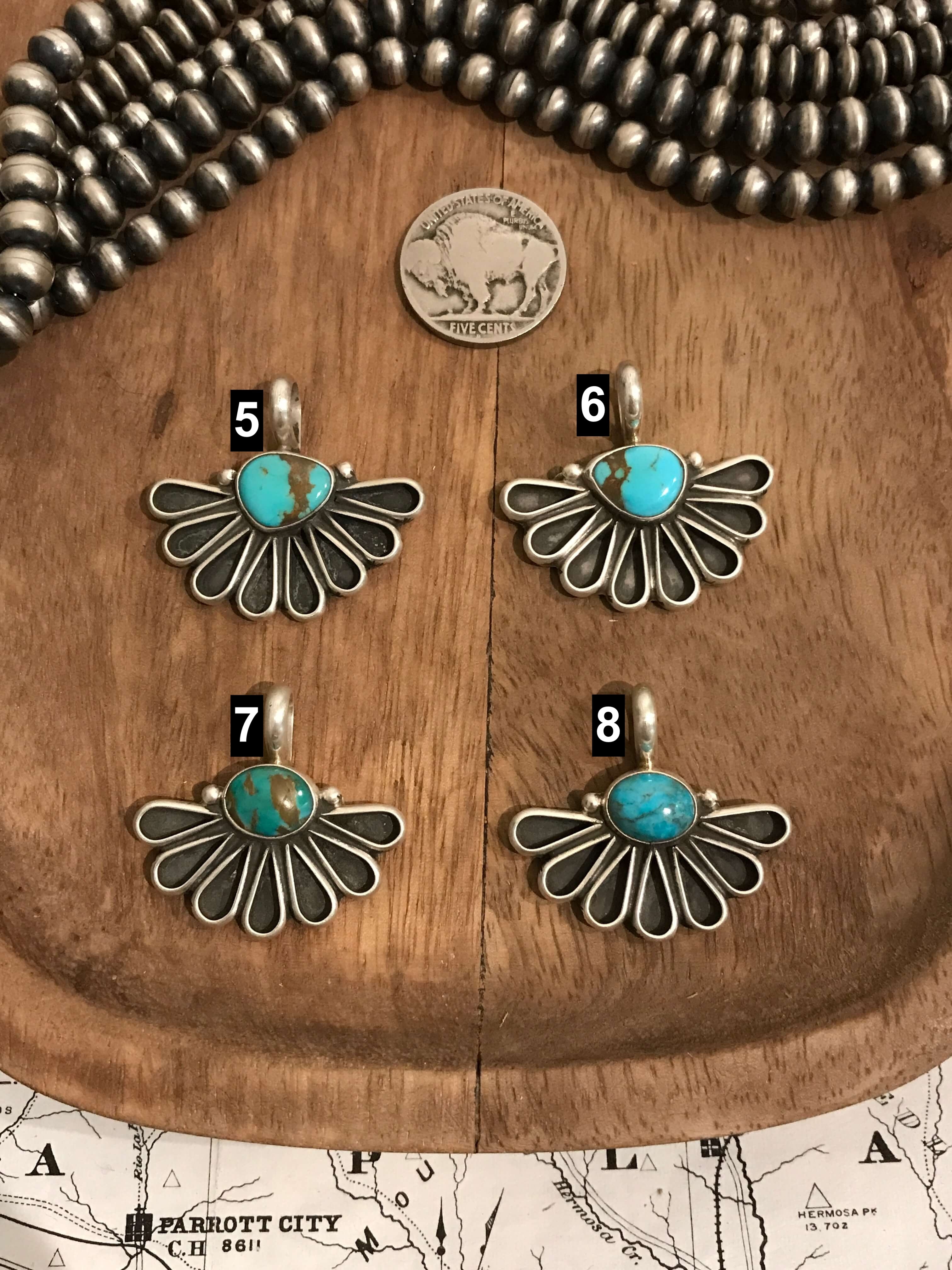 The Wasilla Turquoise Pendant-Pendants-Calli Co., Turquoise and Silver Jewelry, Native American Handmade, Zuni Tribe, Navajo Tribe, Brock Texas