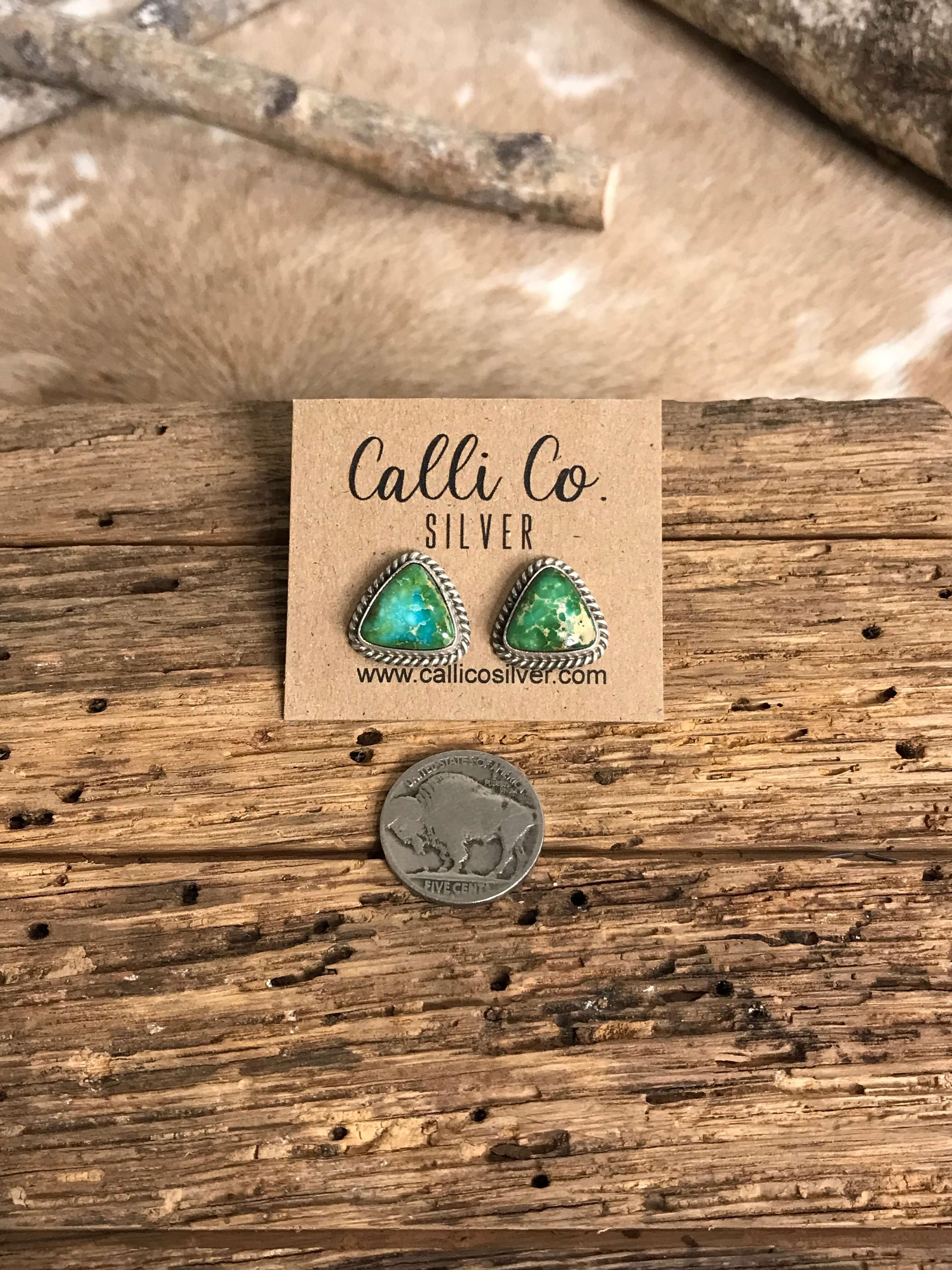 The Turquoise Studs, 30-Earrings-Calli Co., Turquoise and Silver Jewelry, Native American Handmade, Zuni Tribe, Navajo Tribe, Brock Texas