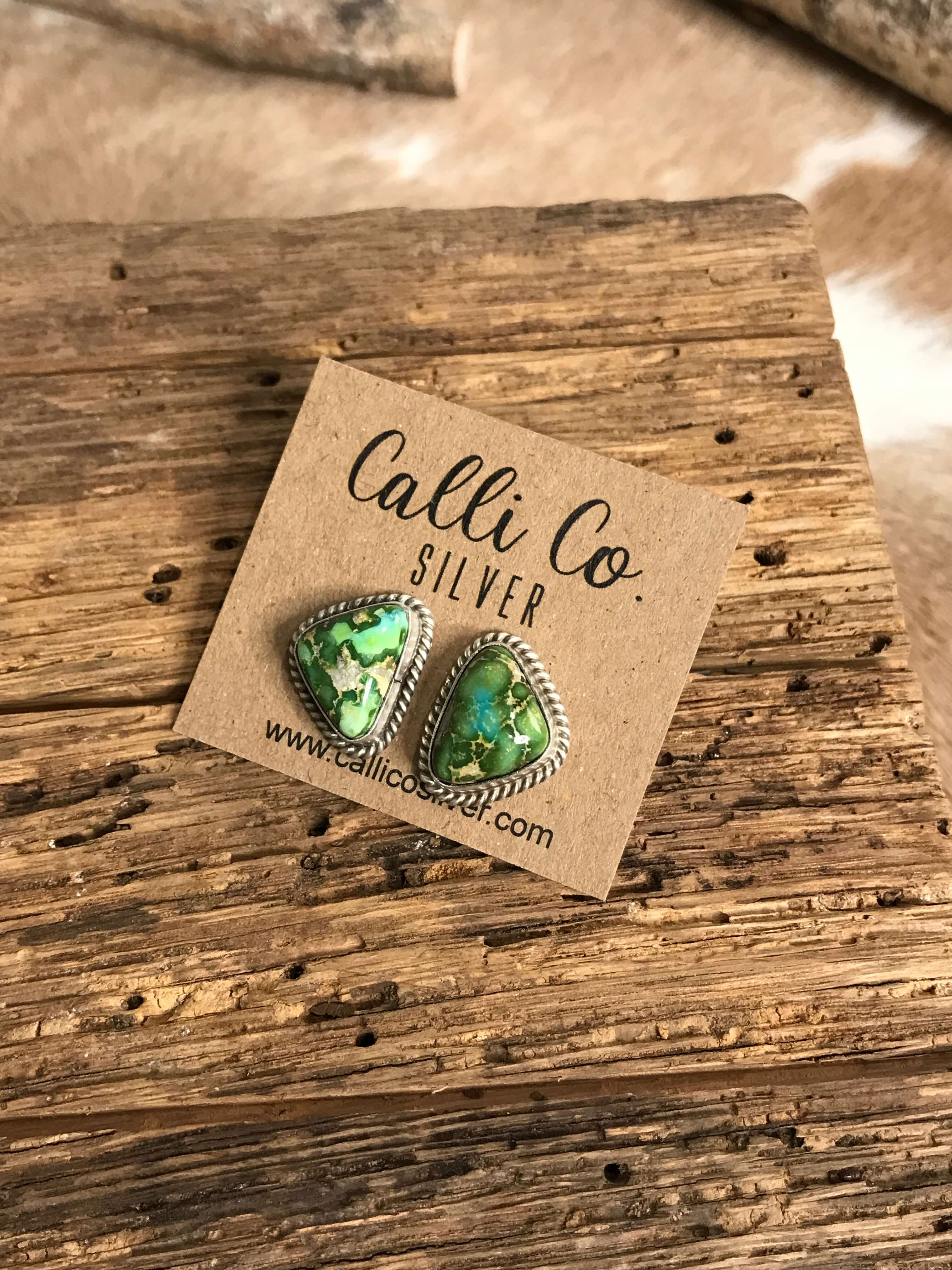 The Turquoise Studs, 31-Earrings-Calli Co., Turquoise and Silver Jewelry, Native American Handmade, Zuni Tribe, Navajo Tribe, Brock Texas