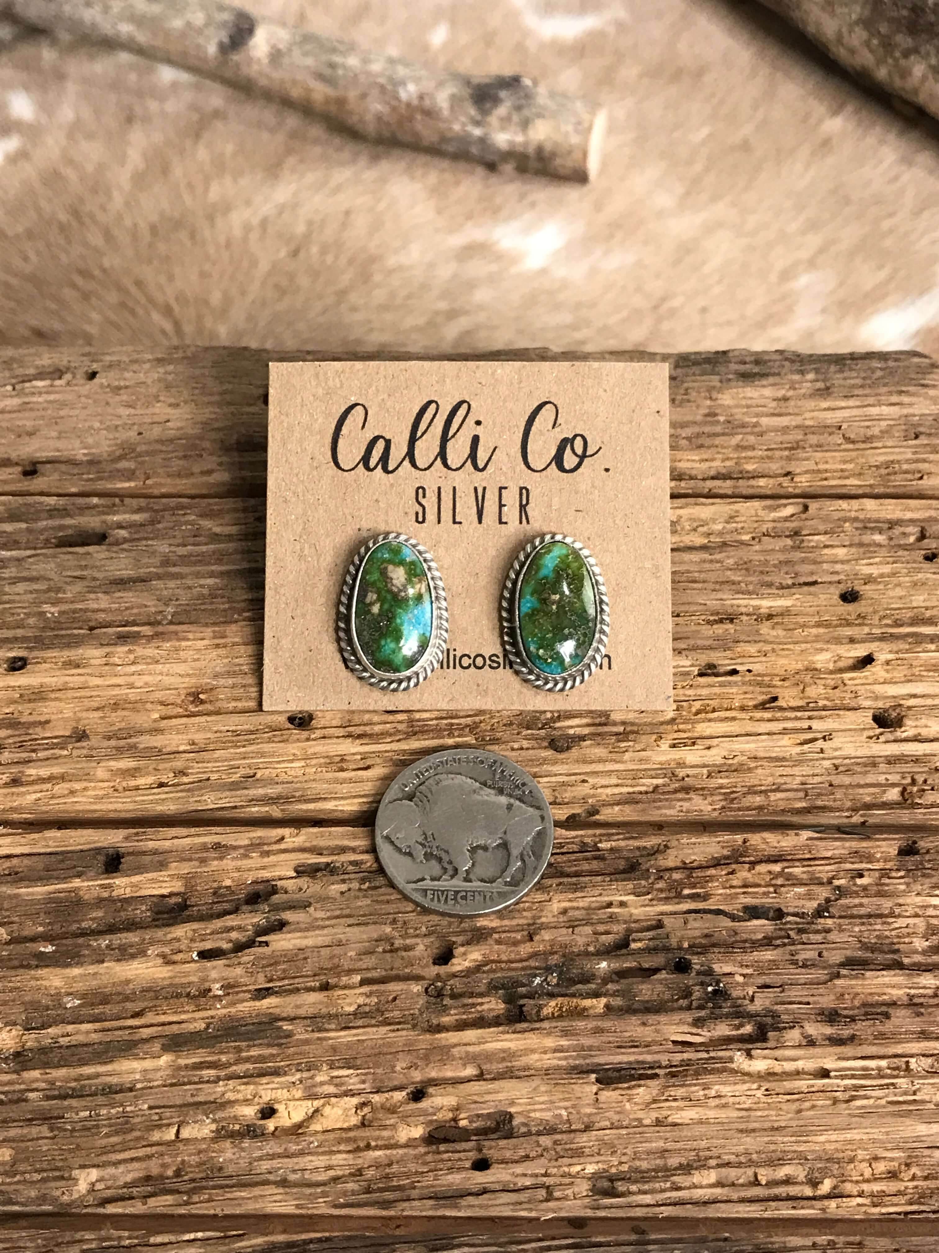 The Turquoise Studs, 32-Earrings-Calli Co., Turquoise and Silver Jewelry, Native American Handmade, Zuni Tribe, Navajo Tribe, Brock Texas