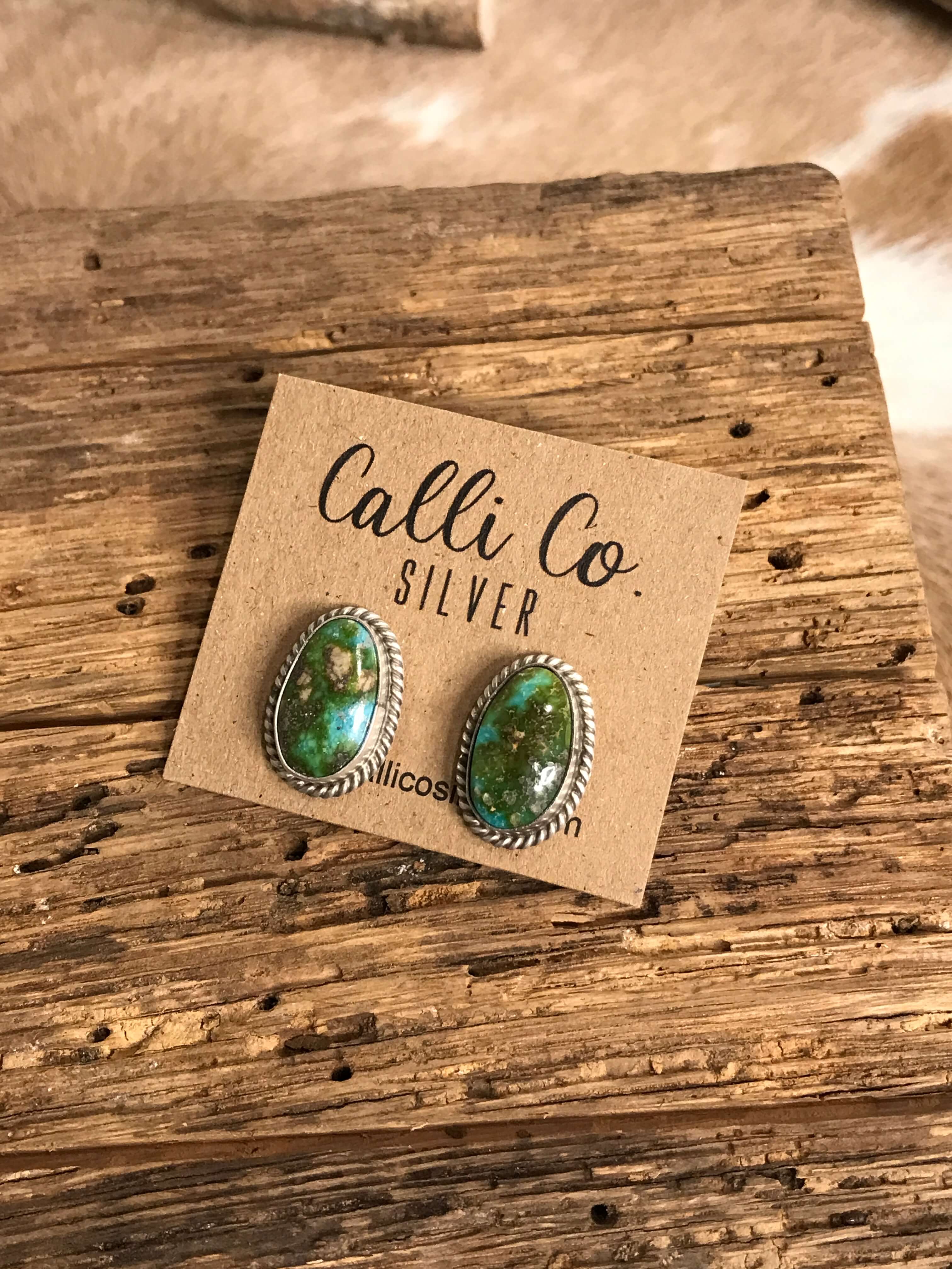 The Turquoise Studs, 32-Earrings-Calli Co., Turquoise and Silver Jewelry, Native American Handmade, Zuni Tribe, Navajo Tribe, Brock Texas