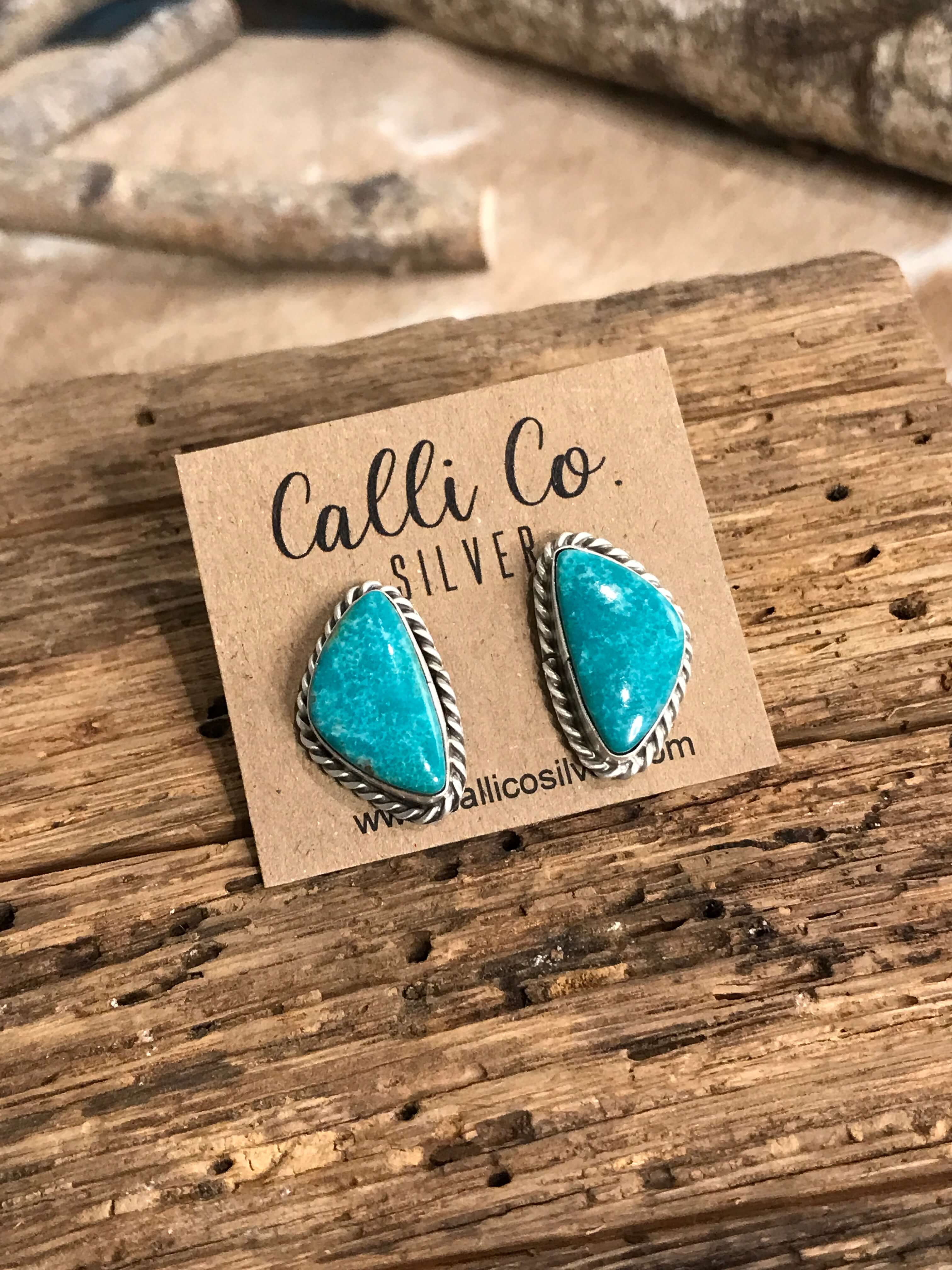 The Turquoise Studs, 39-Earrings-Calli Co., Turquoise and Silver Jewelry, Native American Handmade, Zuni Tribe, Navajo Tribe, Brock Texas