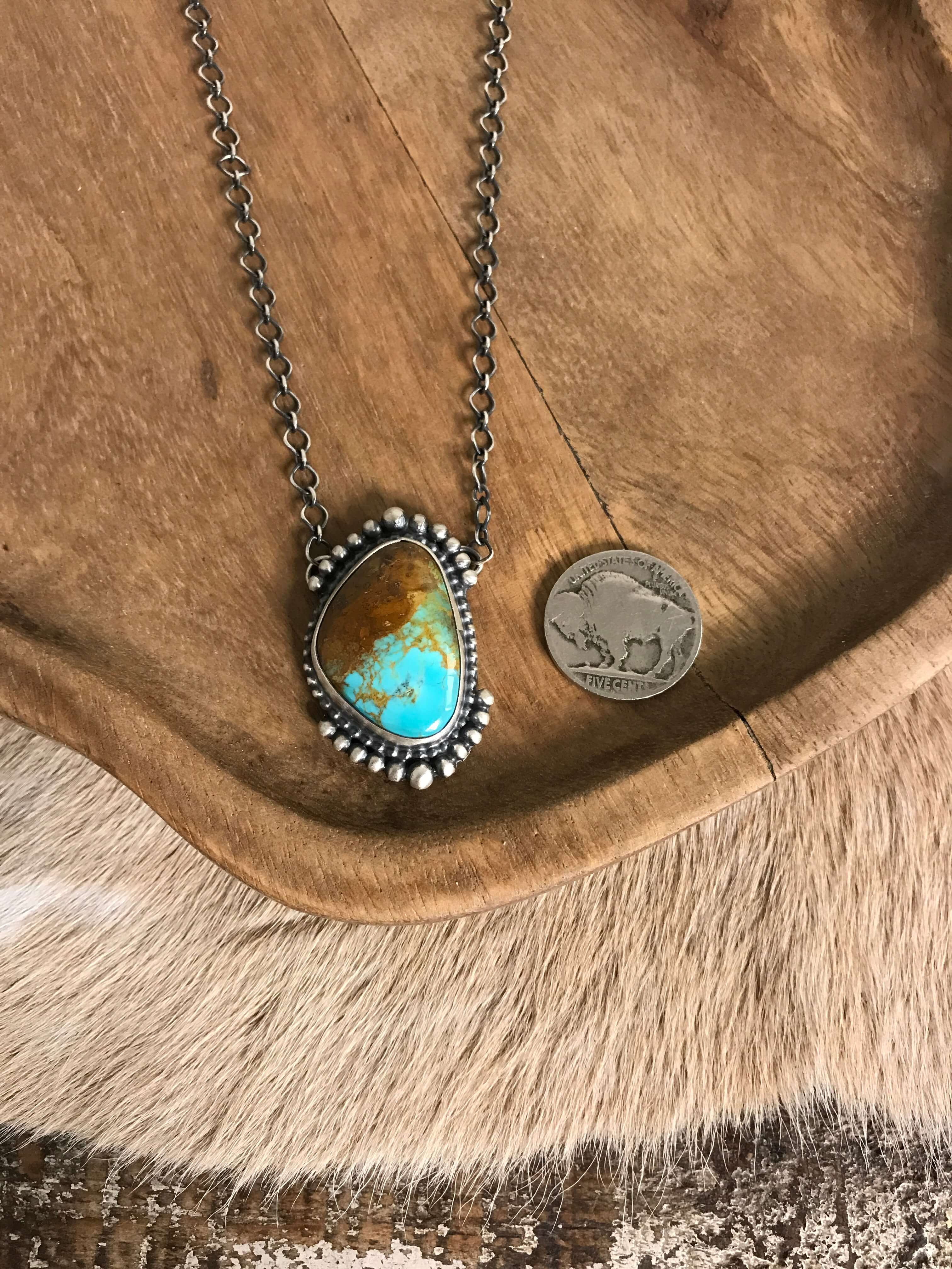 The Ballena Necklace in Turquoise, 1-Necklaces-Calli Co., Turquoise and Silver Jewelry, Native American Handmade, Zuni Tribe, Navajo Tribe, Brock Texas