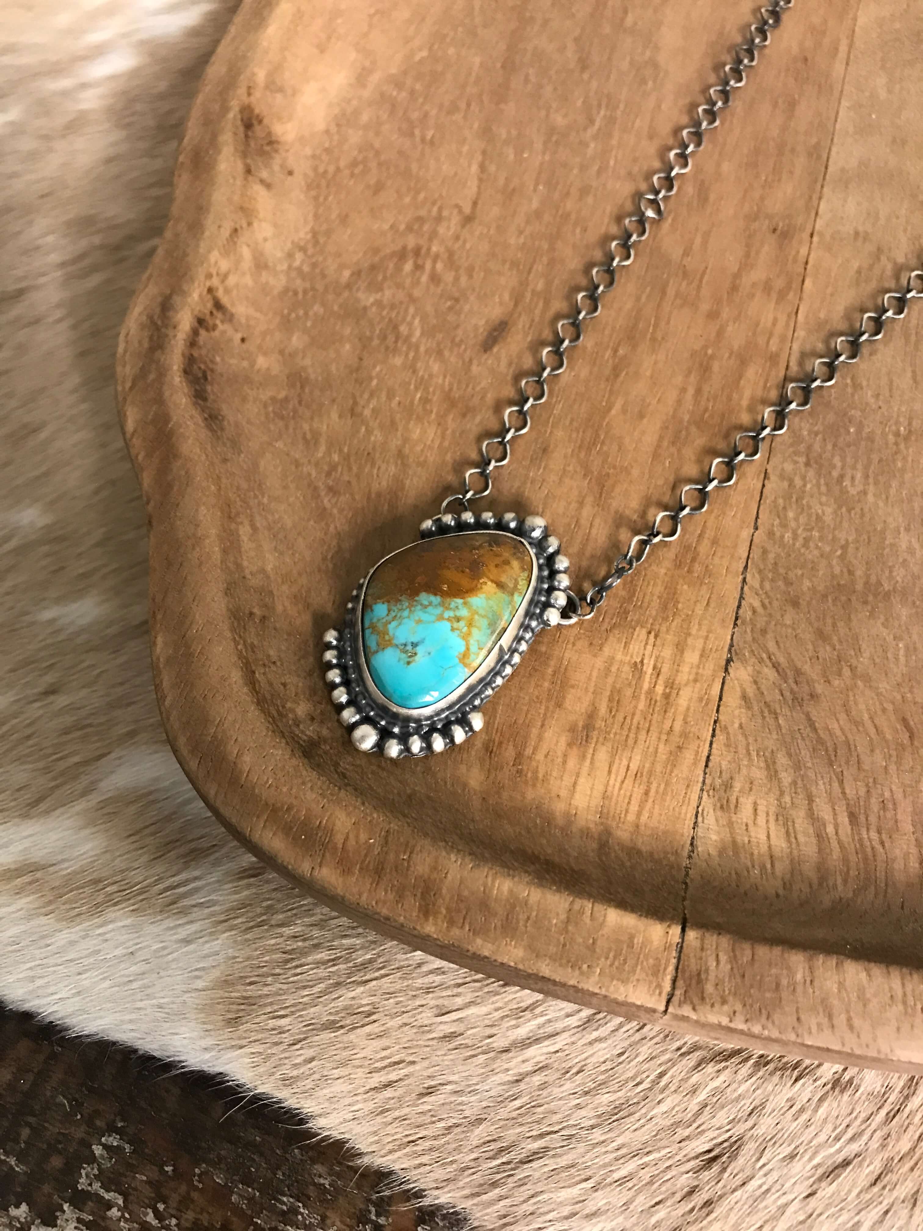 The Ballena Necklace in Turquoise, 1-Necklaces-Calli Co., Turquoise and Silver Jewelry, Native American Handmade, Zuni Tribe, Navajo Tribe, Brock Texas