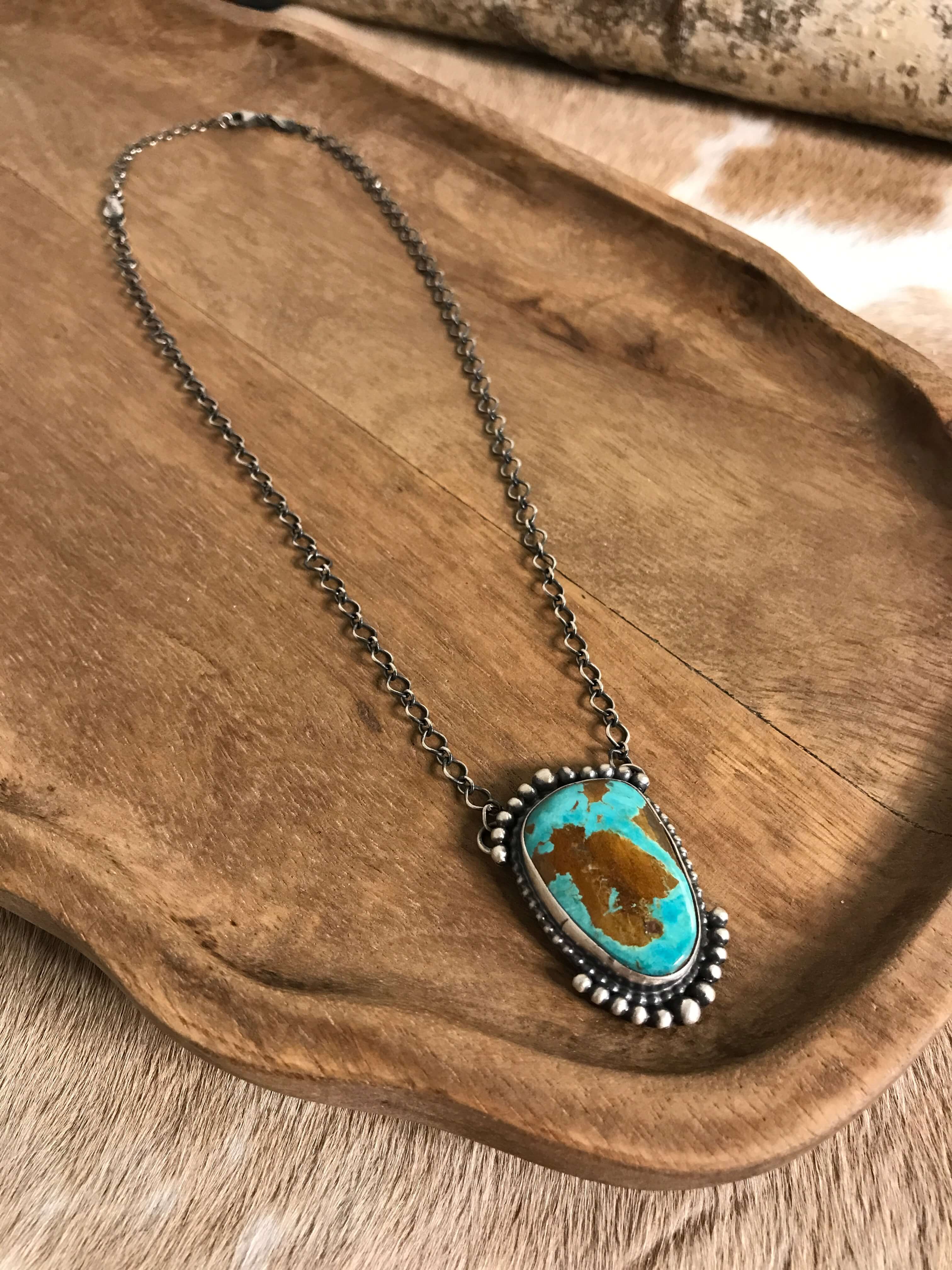The Ballena Necklace in Turquoise, 2-Necklaces-Calli Co., Turquoise and Silver Jewelry, Native American Handmade, Zuni Tribe, Navajo Tribe, Brock Texas