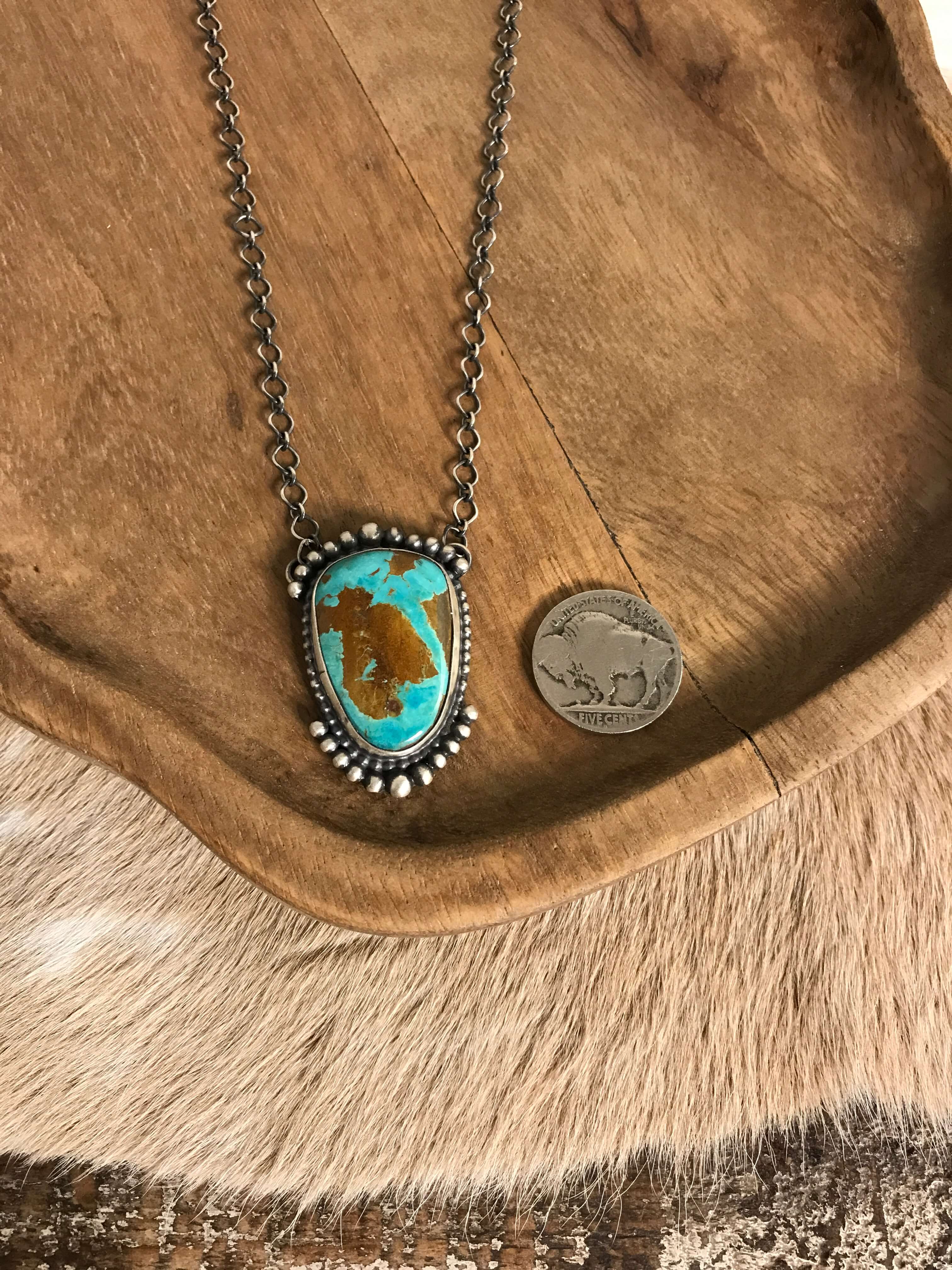 The Ballena Necklace in Turquoise, 2-Necklaces-Calli Co., Turquoise and Silver Jewelry, Native American Handmade, Zuni Tribe, Navajo Tribe, Brock Texas