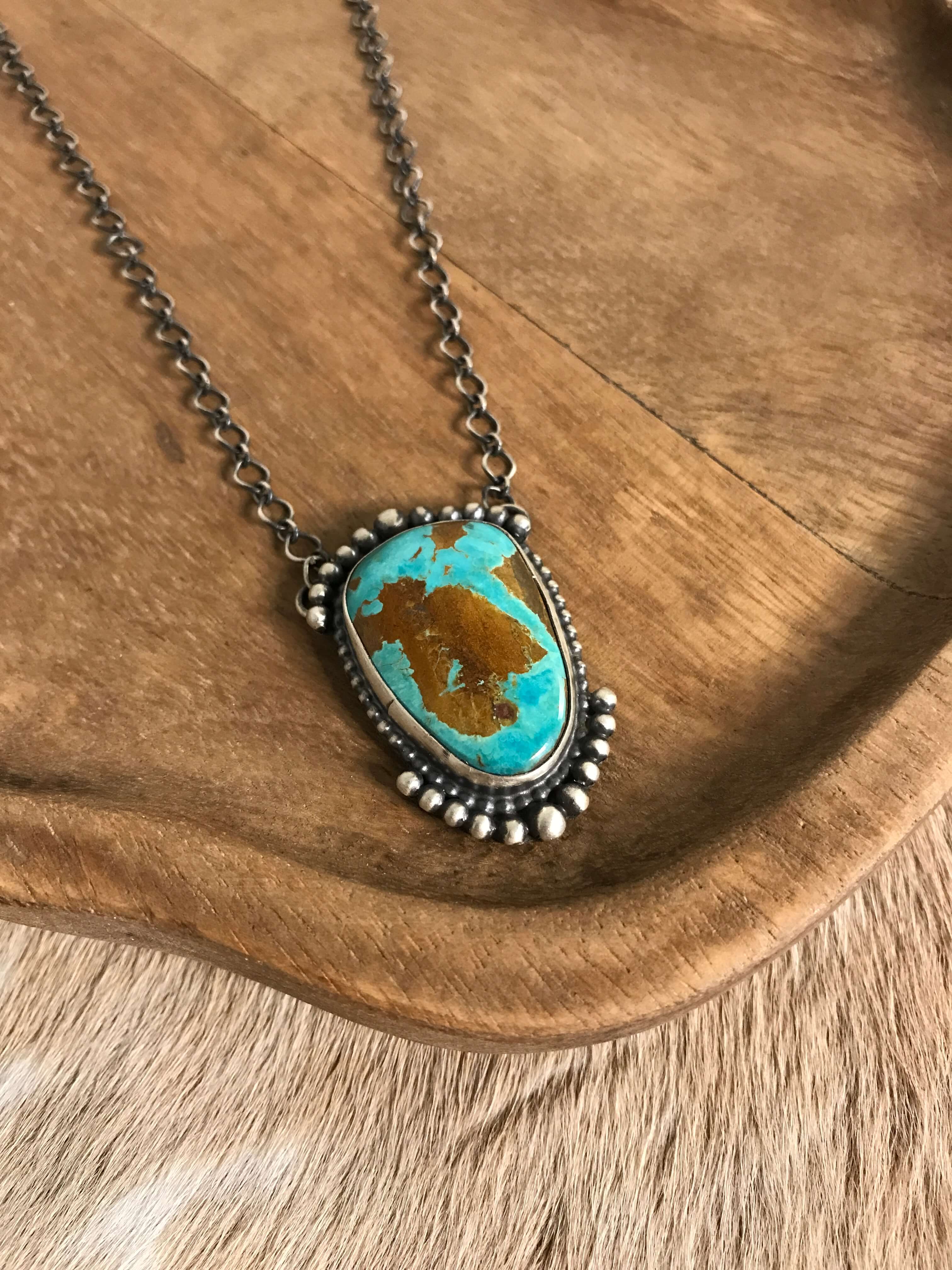 The Ballena Necklace in Turquoise, 2-Necklaces-Calli Co., Turquoise and Silver Jewelry, Native American Handmade, Zuni Tribe, Navajo Tribe, Brock Texas