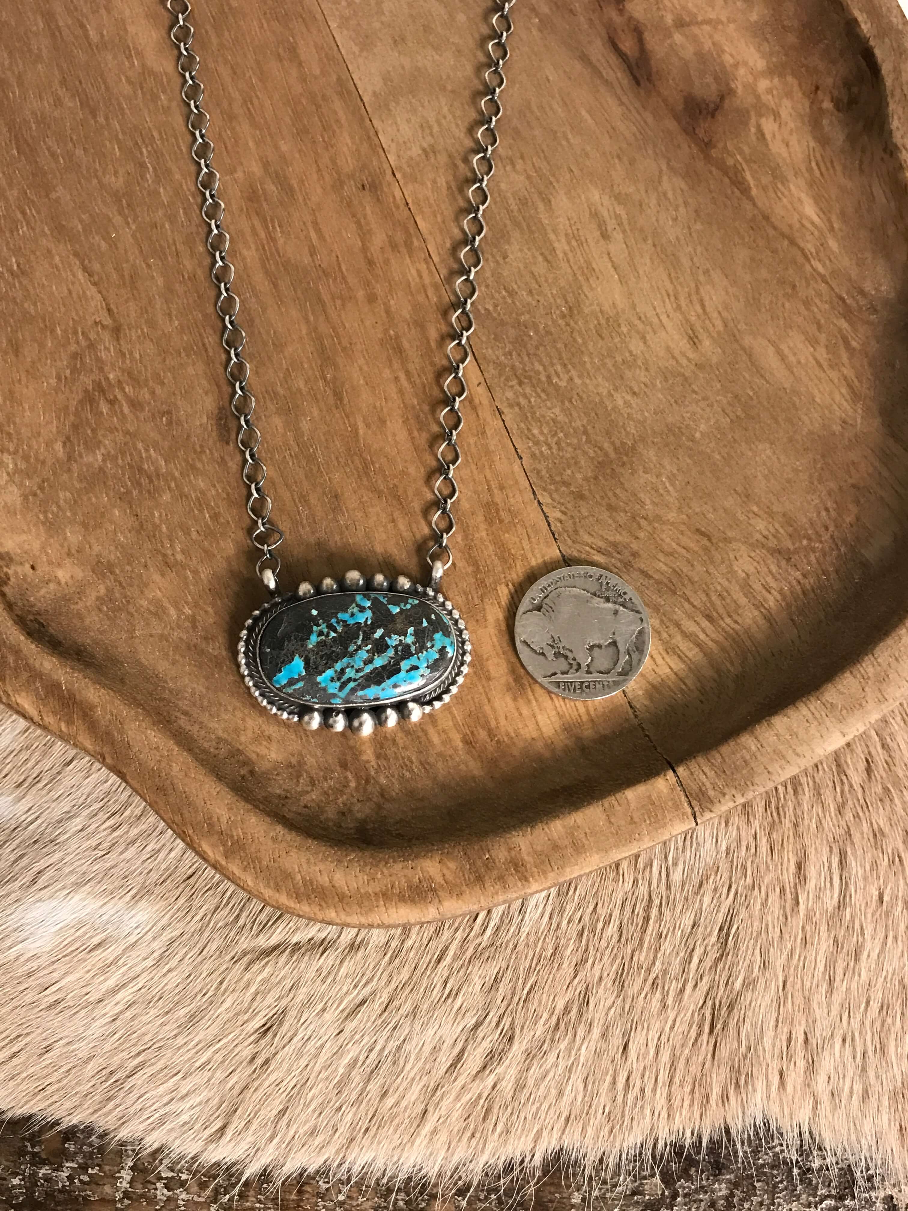 The Ballena Necklace in Turquoise, 3-Necklaces-Calli Co., Turquoise and Silver Jewelry, Native American Handmade, Zuni Tribe, Navajo Tribe, Brock Texas