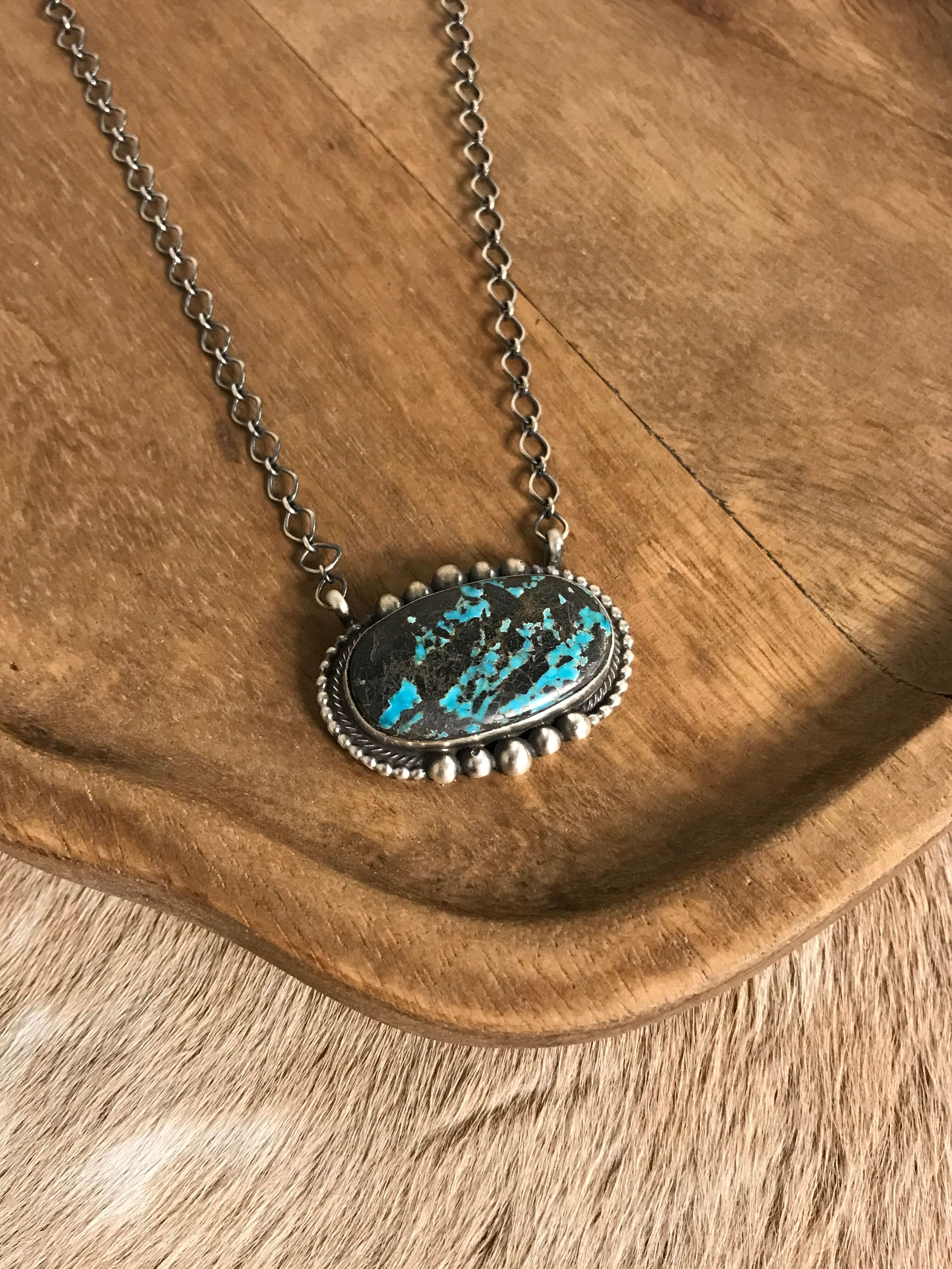 The Ballena Necklace in Turquoise, 3-Necklaces-Calli Co., Turquoise and Silver Jewelry, Native American Handmade, Zuni Tribe, Navajo Tribe, Brock Texas