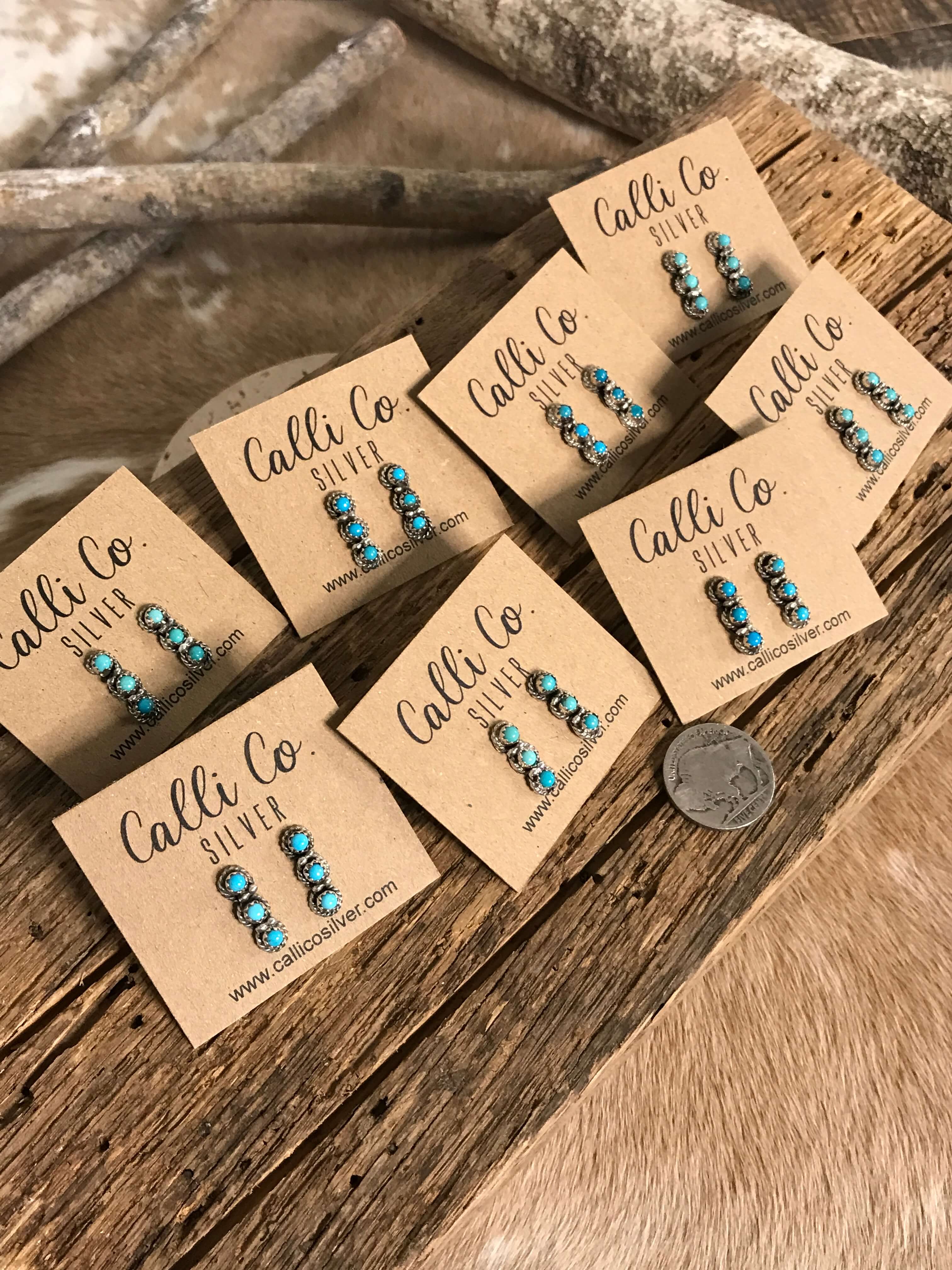 The Tetlin Turquoise Earrings-Earrings-Calli Co., Turquoise and Silver Jewelry, Native American Handmade, Zuni Tribe, Navajo Tribe, Brock Texas