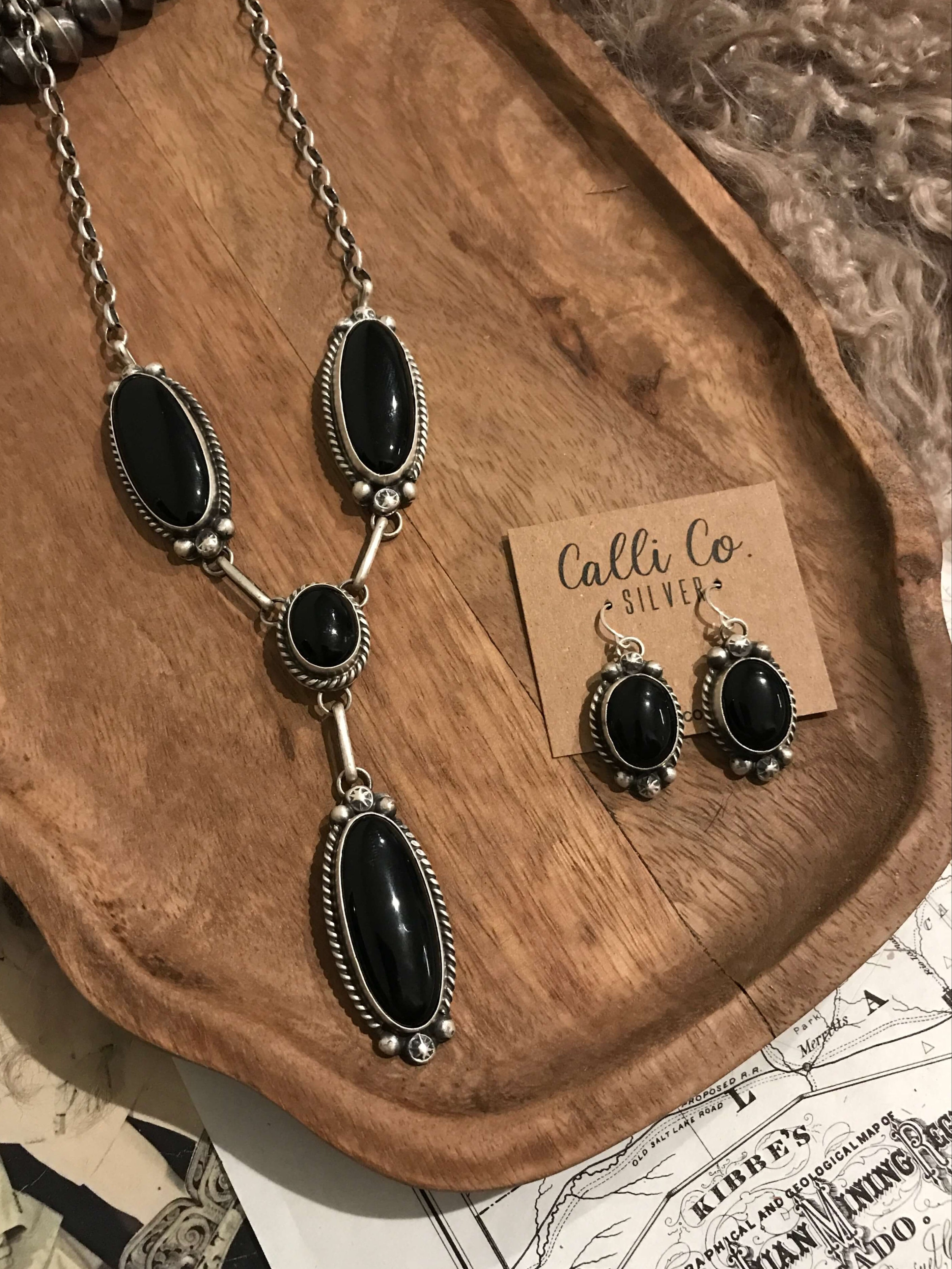 The Cambridge Lariat Necklace Set, 2-Necklaces-Calli Co., Turquoise and Silver Jewelry, Native American Handmade, Zuni Tribe, Navajo Tribe, Brock Texas