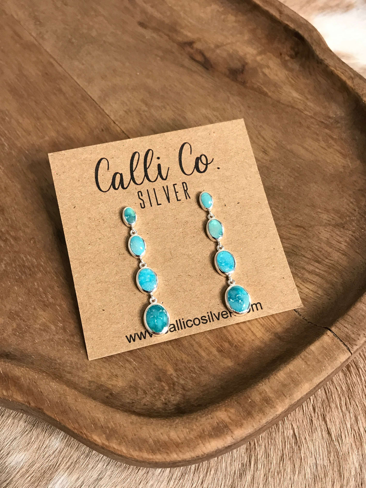 The Butler Turquoise Inlay Dangles, 1-Earrings-Calli Co., Turquoise and Silver Jewelry, Native American Handmade, Zuni Tribe, Navajo Tribe, Brock Texas