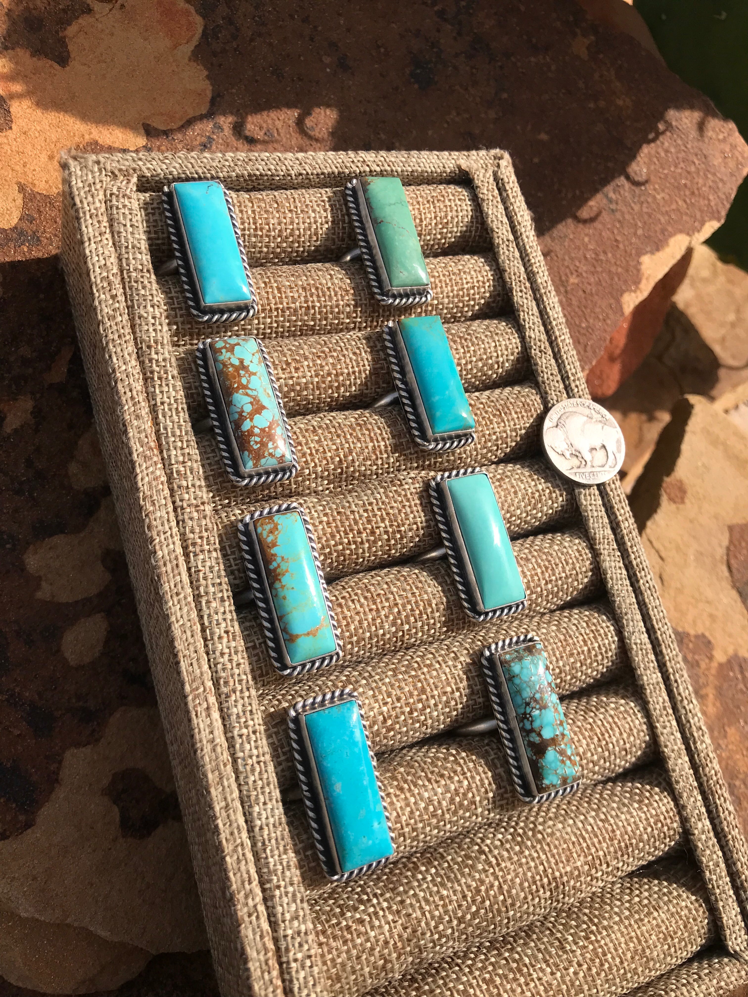 The Big Chief Adjustable Turquoise Rings-Rings-Calli Co., Turquoise and Silver Jewelry, Native American Handmade, Zuni Tribe, Navajo Tribe, Brock Texas