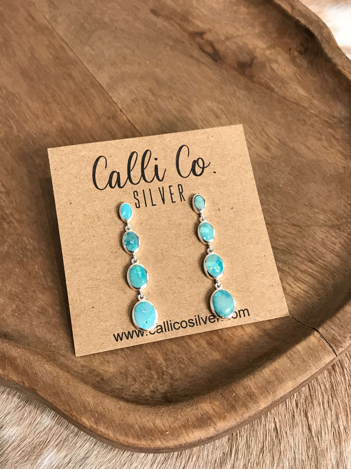 The Butler Turquoise Inlay Dangles, 3-Earrings-Calli Co., Turquoise and Silver Jewelry, Native American Handmade, Zuni Tribe, Navajo Tribe, Brock Texas