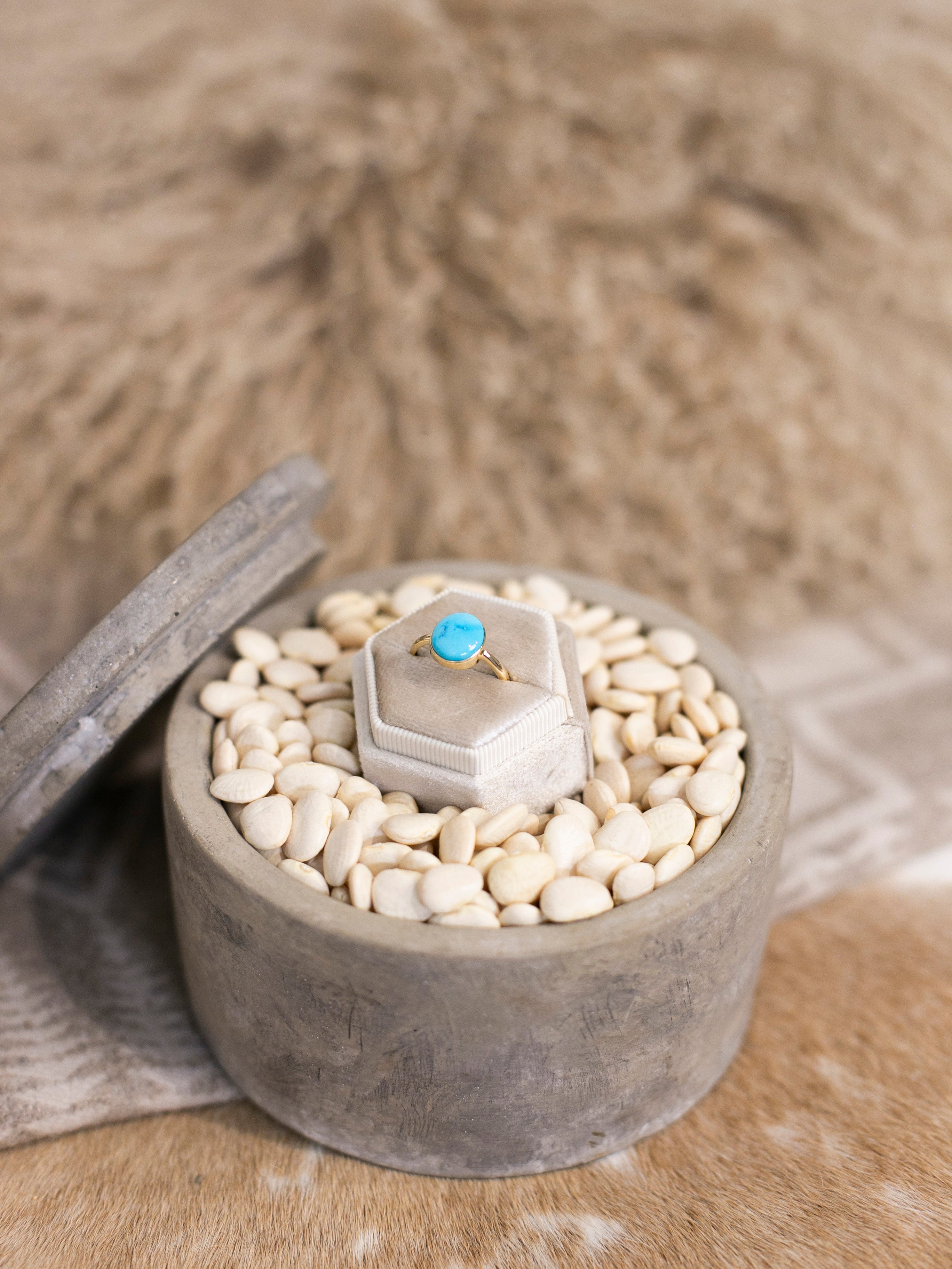 The Marseille 14k and Turquoise Ring 1, Sz 8-Rings-Calli Co., Turquoise and Silver Jewelry, Native American Handmade, Zuni Tribe, Navajo Tribe, Brock Texas