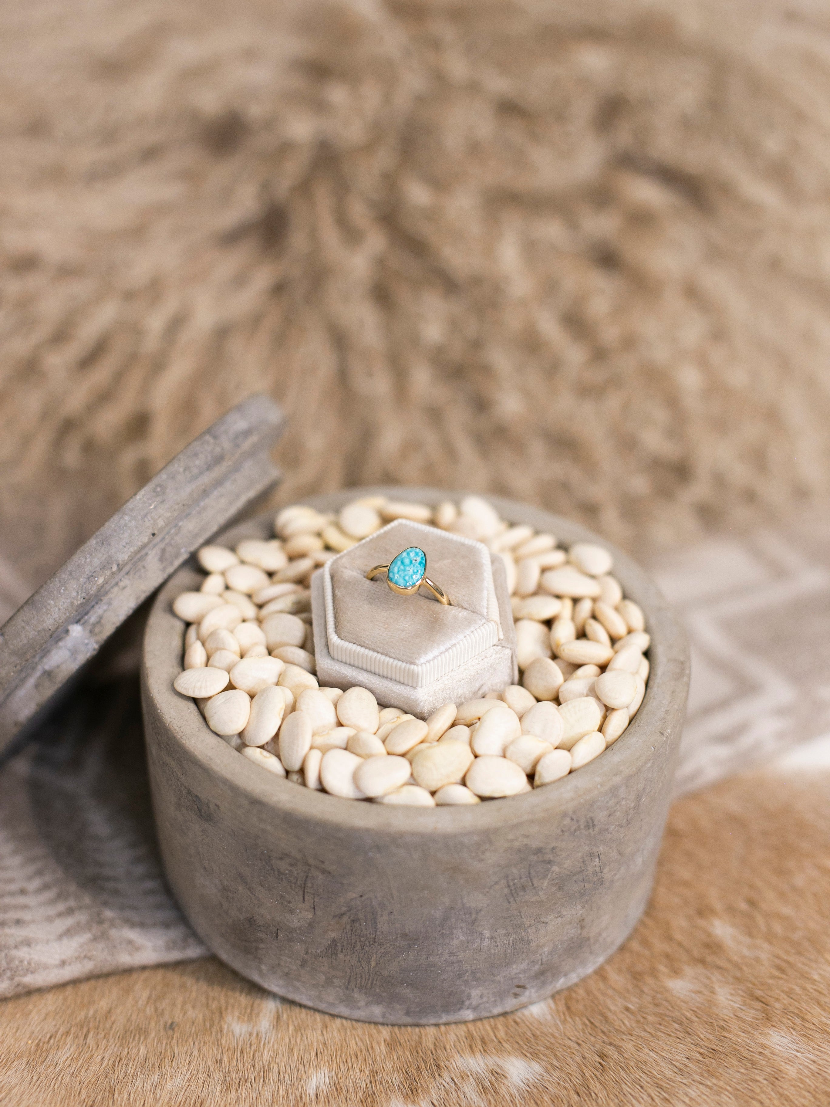 The Bordeaux 14k and Turquoise Ring 4, Sz 8-Rings-Calli Co., Turquoise and Silver Jewelry, Native American Handmade, Zuni Tribe, Navajo Tribe, Brock Texas