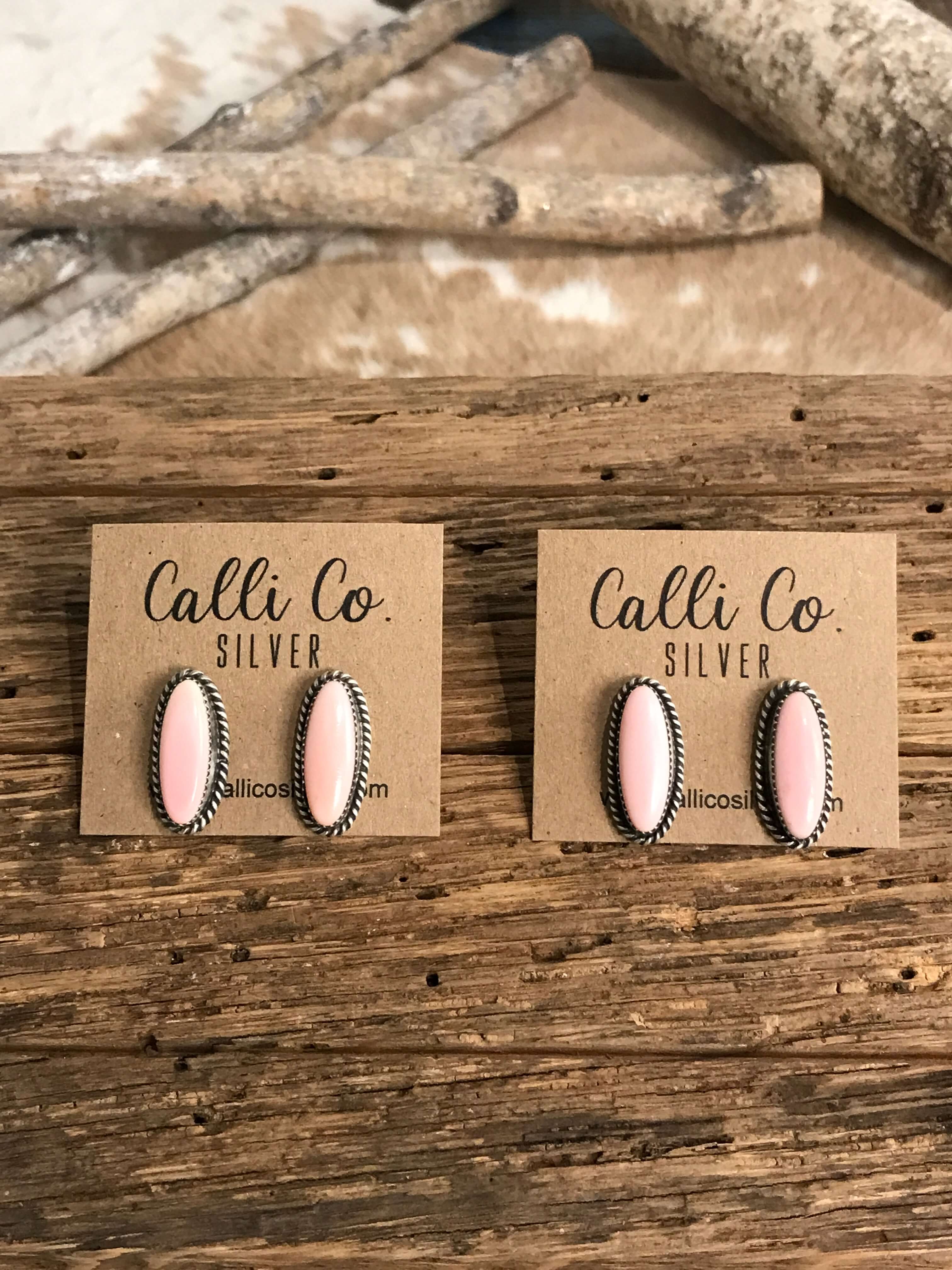 The Pink Conch Oval Studs-Earrings-Calli Co., Turquoise and Silver Jewelry, Native American Handmade, Zuni Tribe, Navajo Tribe, Brock Texas