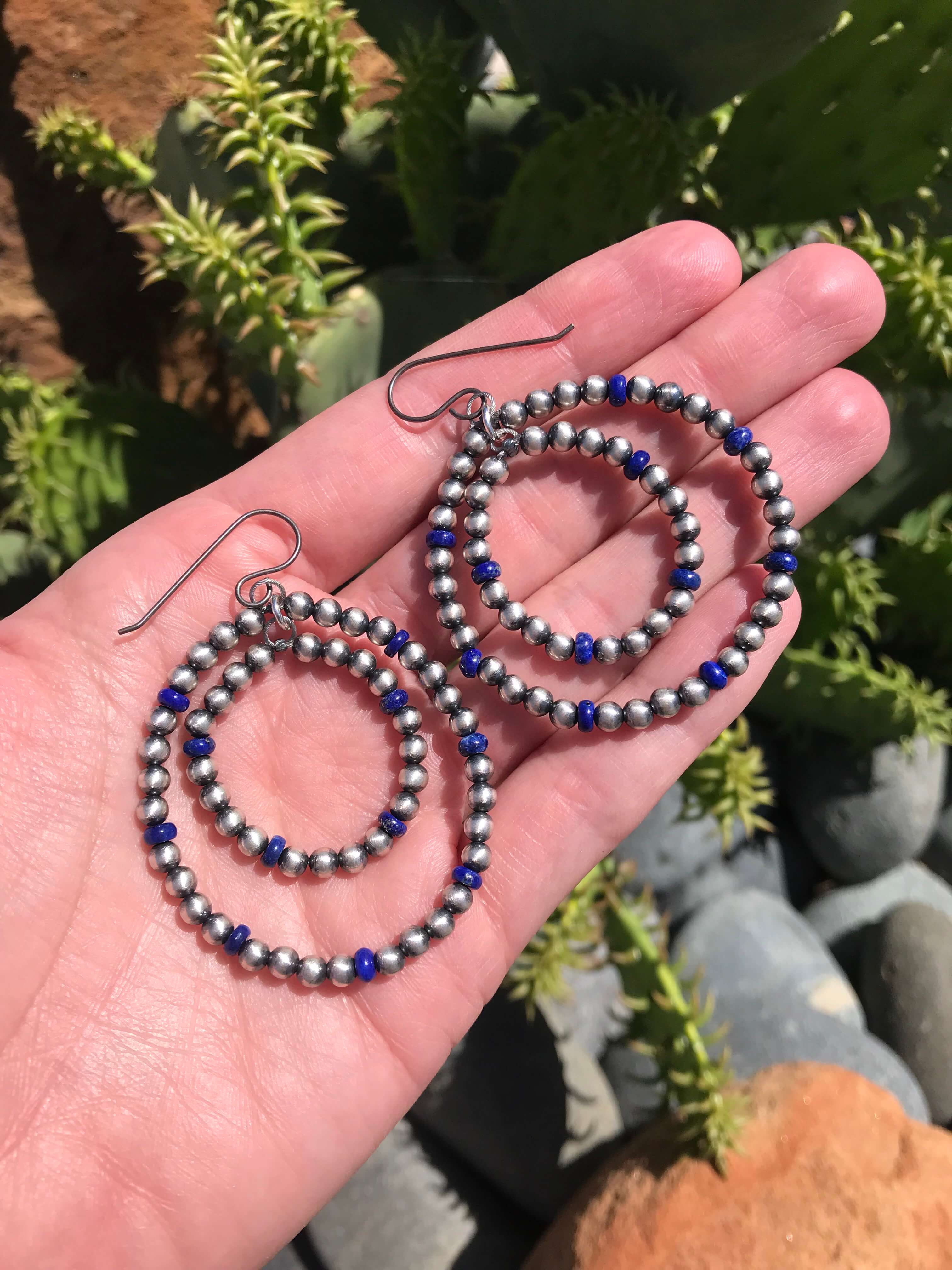 The Tillman Hoop Earrings-Earrings-Calli Co., Turquoise and Silver Jewelry, Native American Handmade, Zuni Tribe, Navajo Tribe, Brock Texas