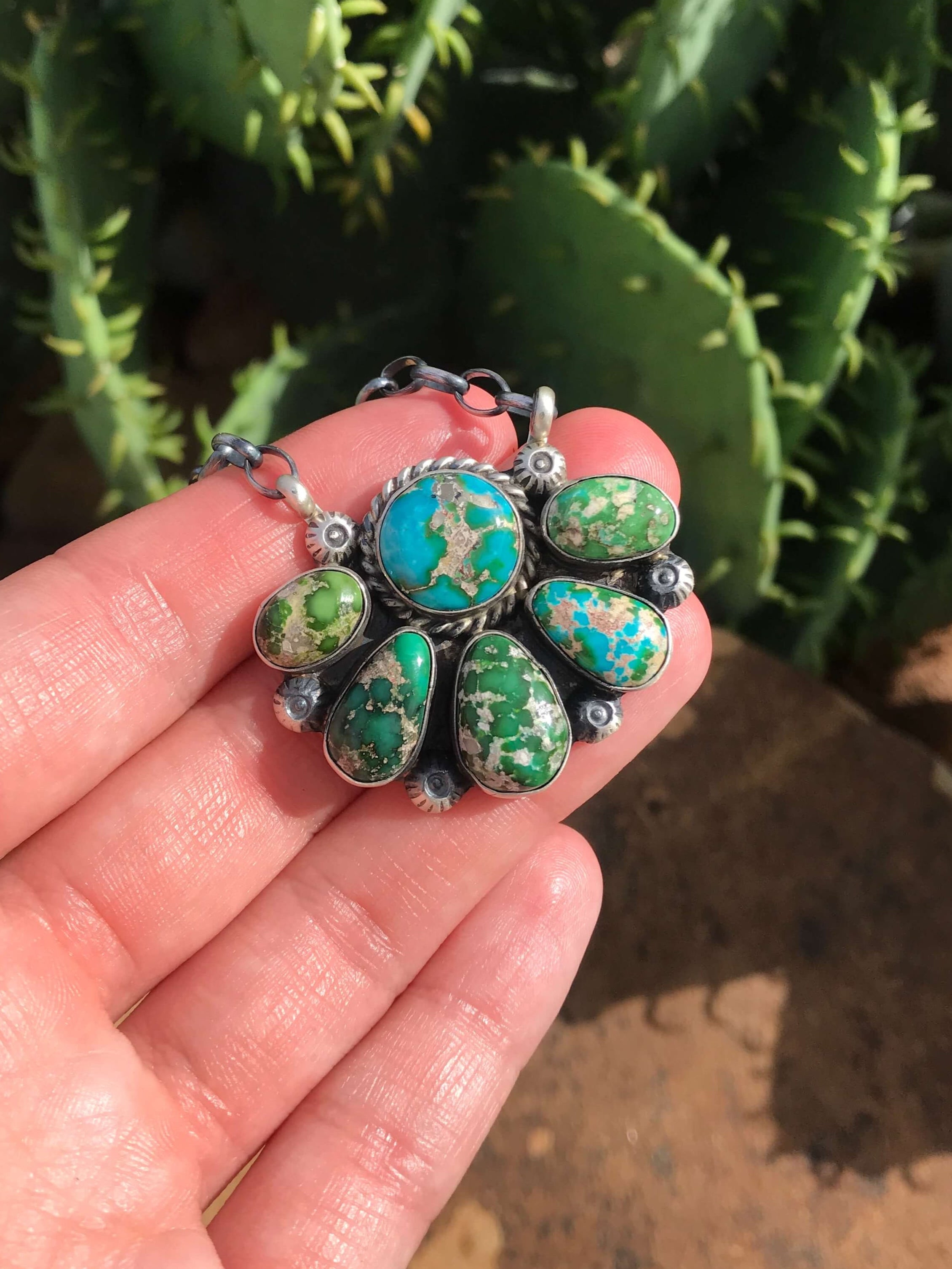 The Eastland Necklace, 1-Necklaces-Calli Co., Turquoise and Silver Jewelry, Native American Handmade, Zuni Tribe, Navajo Tribe, Brock Texas