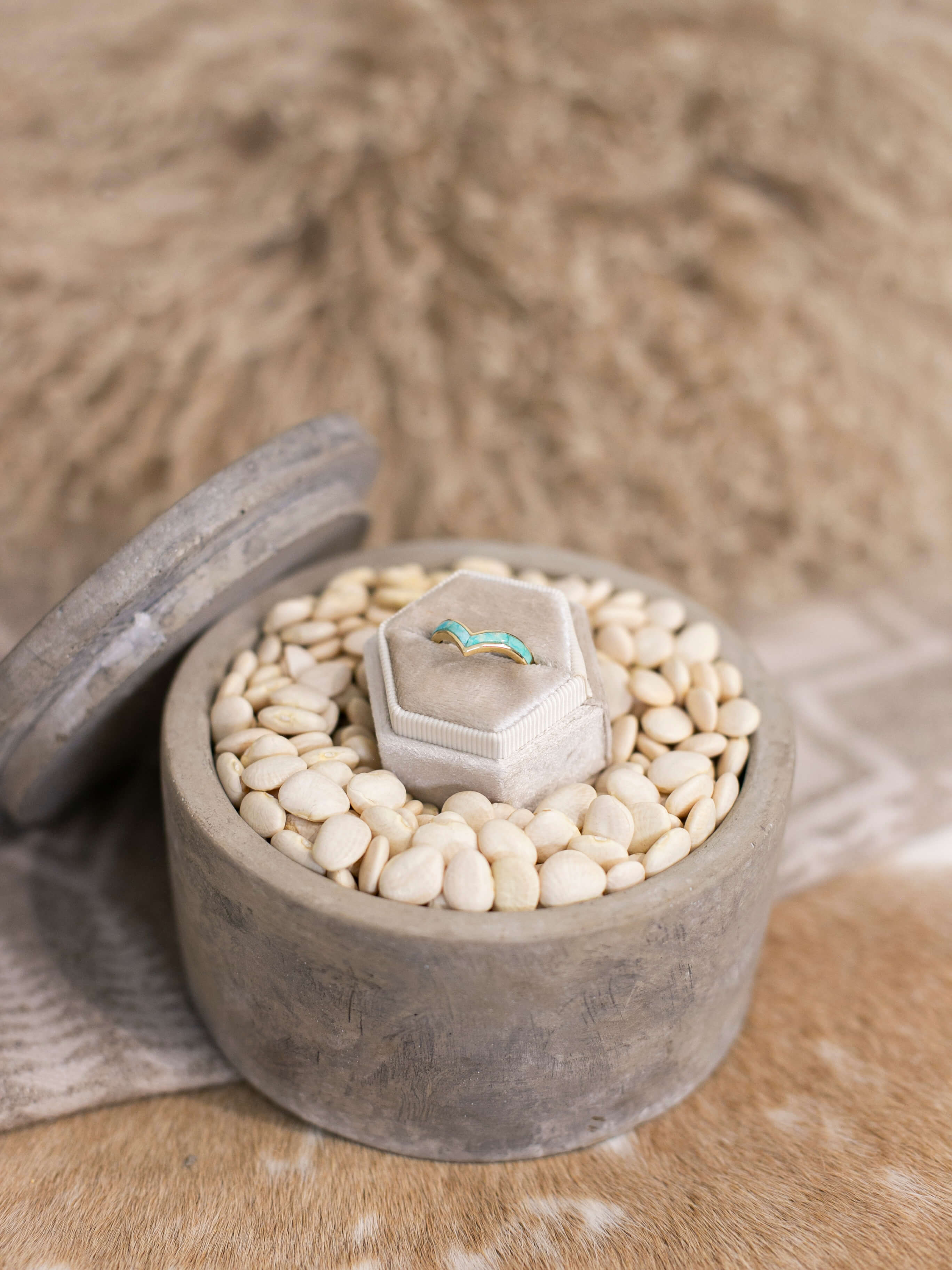 The Cambridge 14k Turquoise Inlay Ring 1, Sz 7-Rings-Calli Co., Turquoise and Silver Jewelry, Native American Handmade, Zuni Tribe, Navajo Tribe, Brock Texas