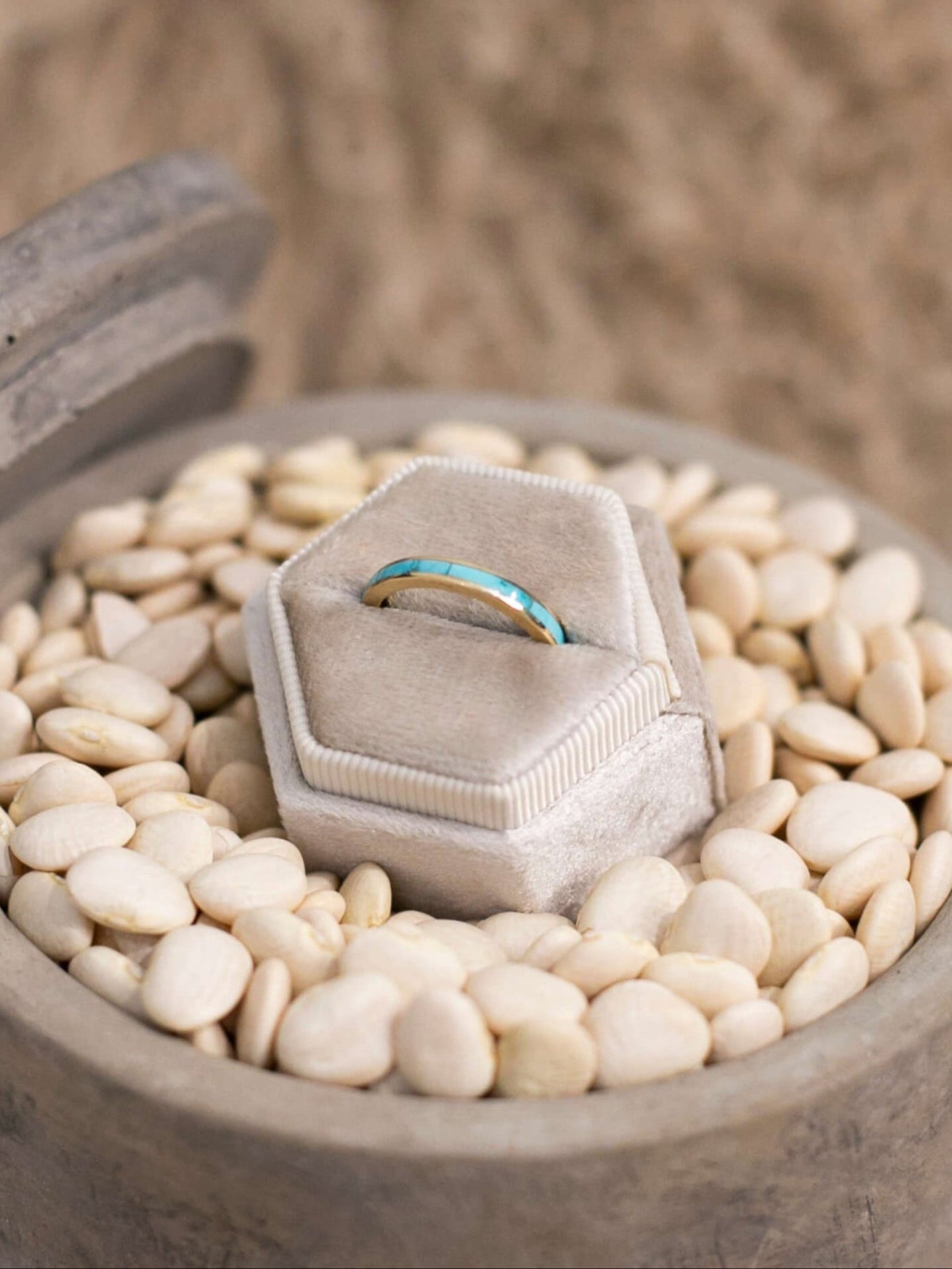 The Cambridge 14k Turquoise Inlay Ring 2, Sz 7-Rings-Calli Co., Turquoise and Silver Jewelry, Native American Handmade, Zuni Tribe, Navajo Tribe, Brock Texas