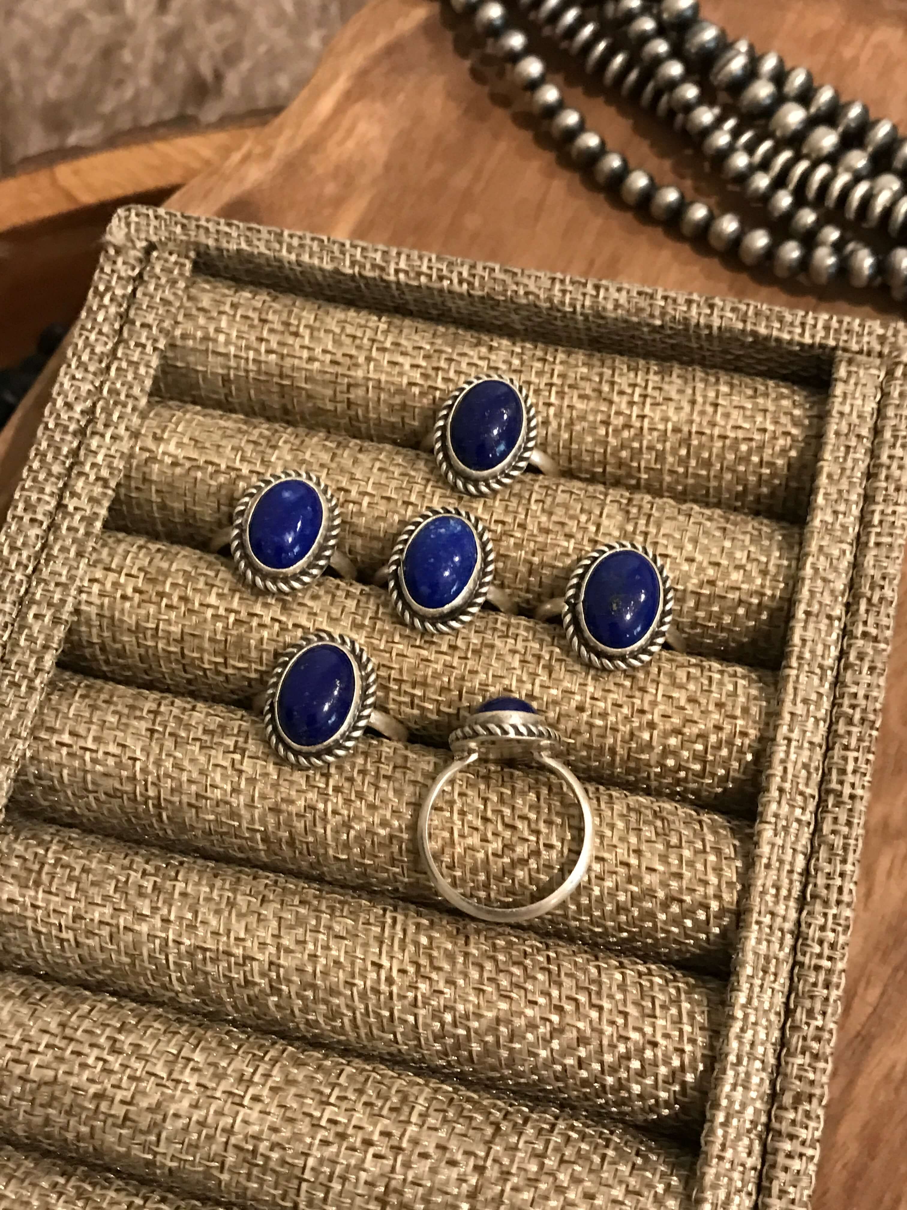 The Bolivar Rings in Lapis-Rings-Calli Co., Turquoise and Silver Jewelry, Native American Handmade, Zuni Tribe, Navajo Tribe, Brock Texas