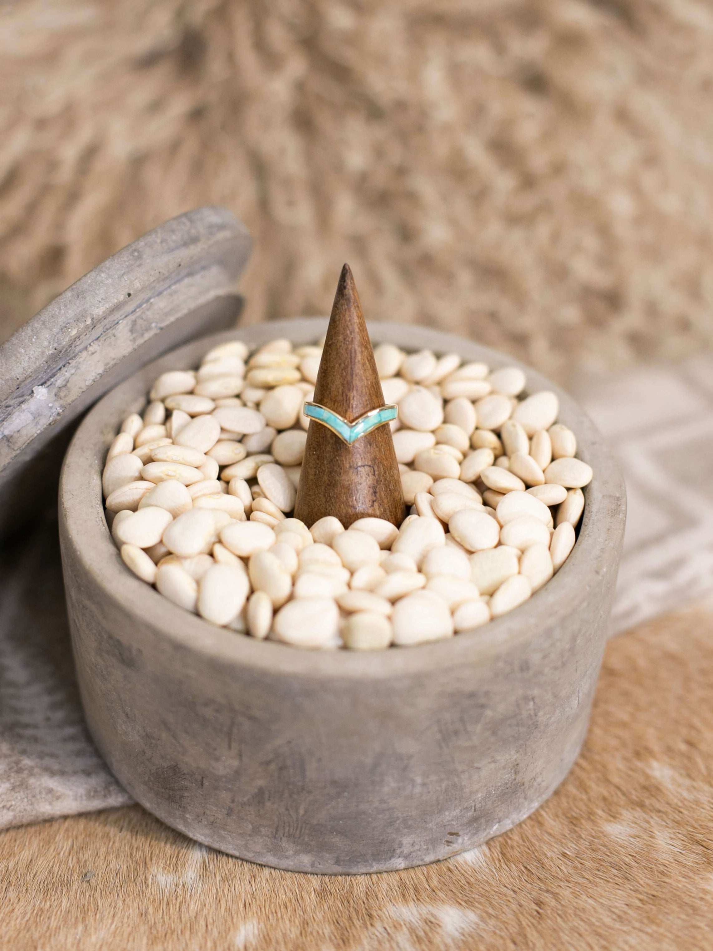 The Cambridge 14k Turquoise Inlay Ring 1, Sz 7-Rings-Calli Co., Turquoise and Silver Jewelry, Native American Handmade, Zuni Tribe, Navajo Tribe, Brock Texas