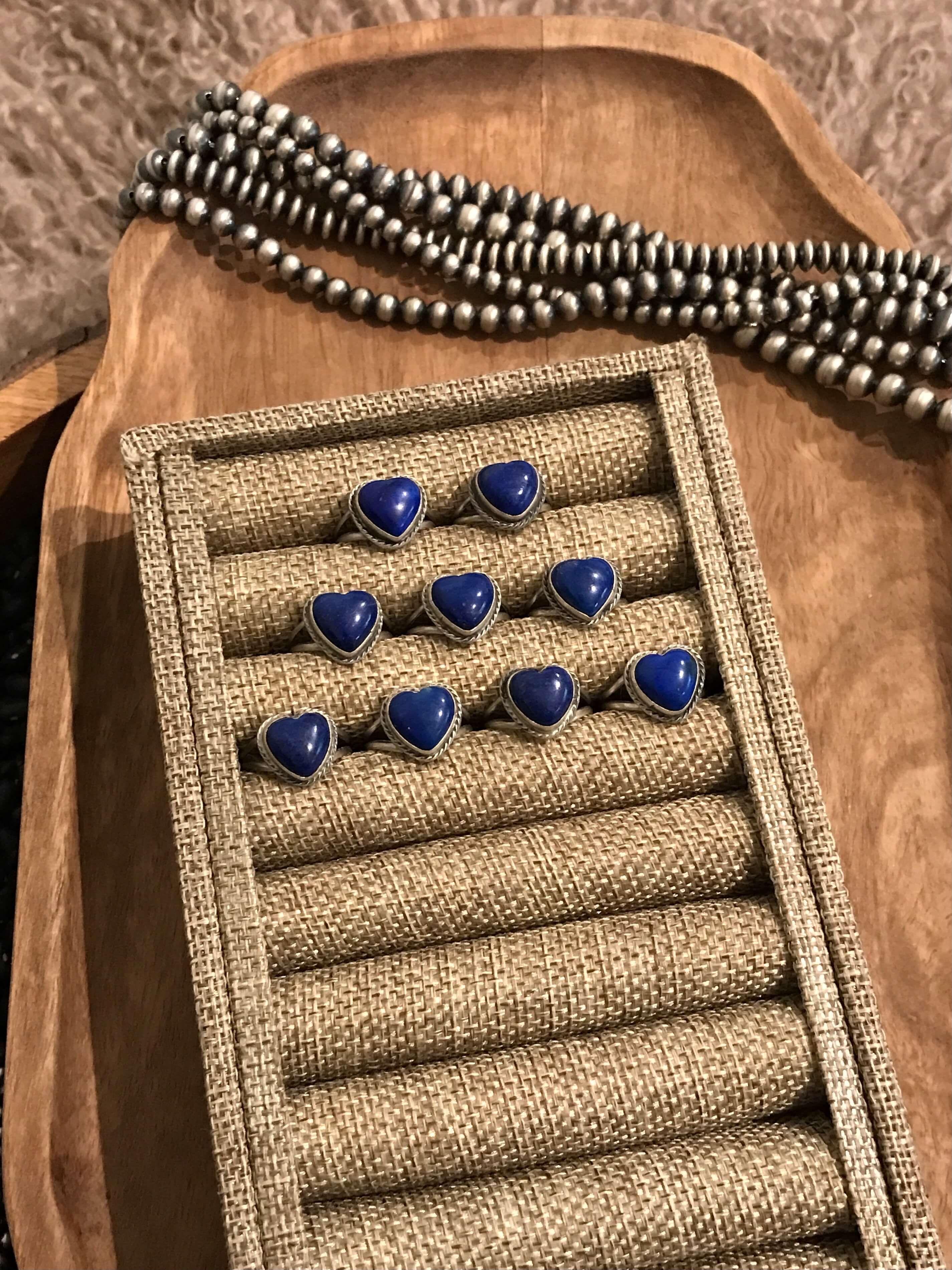 The Heart Rings in Lapis-Rings-Calli Co., Turquoise and Silver Jewelry, Native American Handmade, Zuni Tribe, Navajo Tribe, Brock Texas