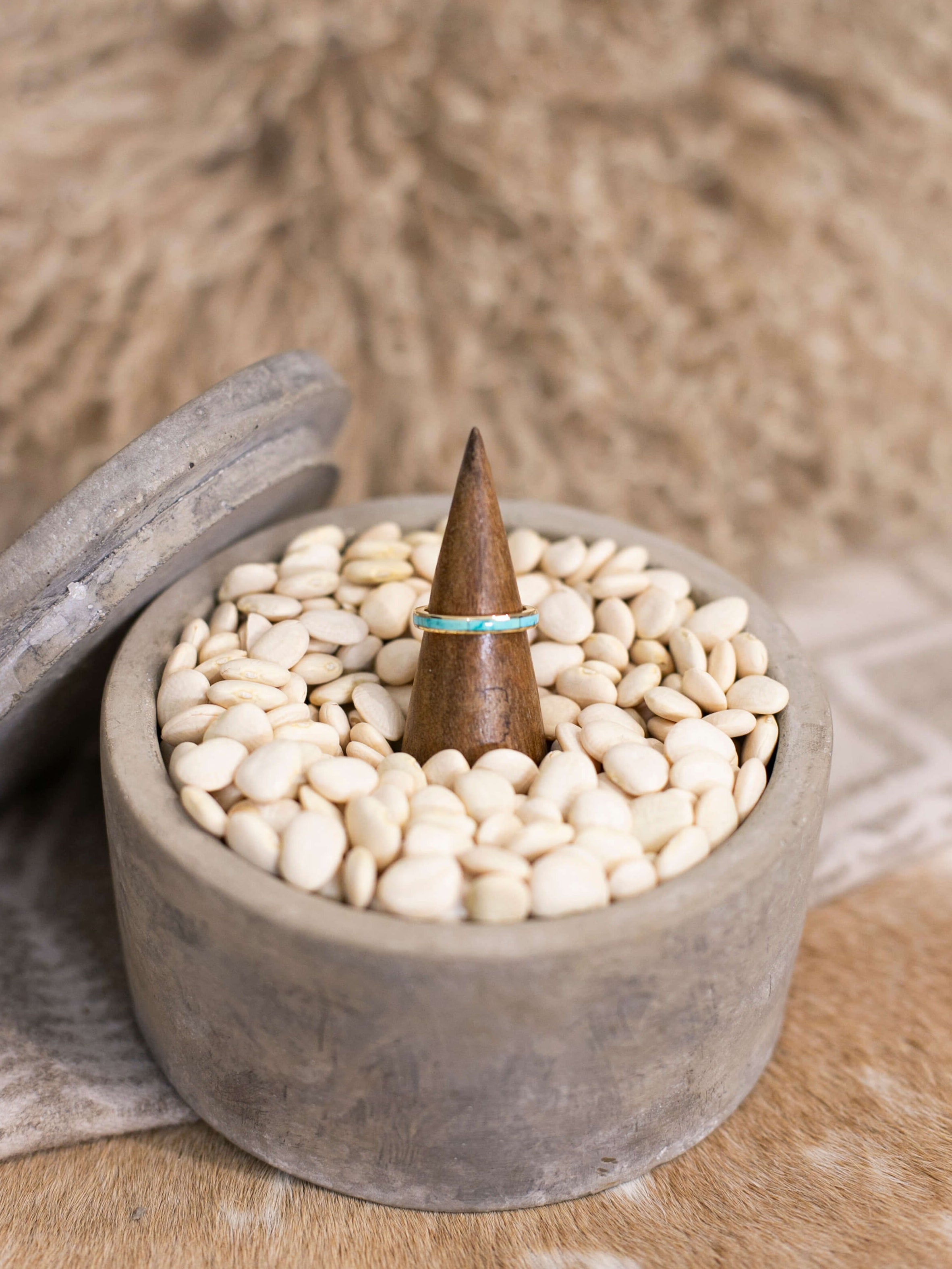 The Cambridge 14k Turquoise Inlay Ring 2, Sz 7-Rings-Calli Co., Turquoise and Silver Jewelry, Native American Handmade, Zuni Tribe, Navajo Tribe, Brock Texas