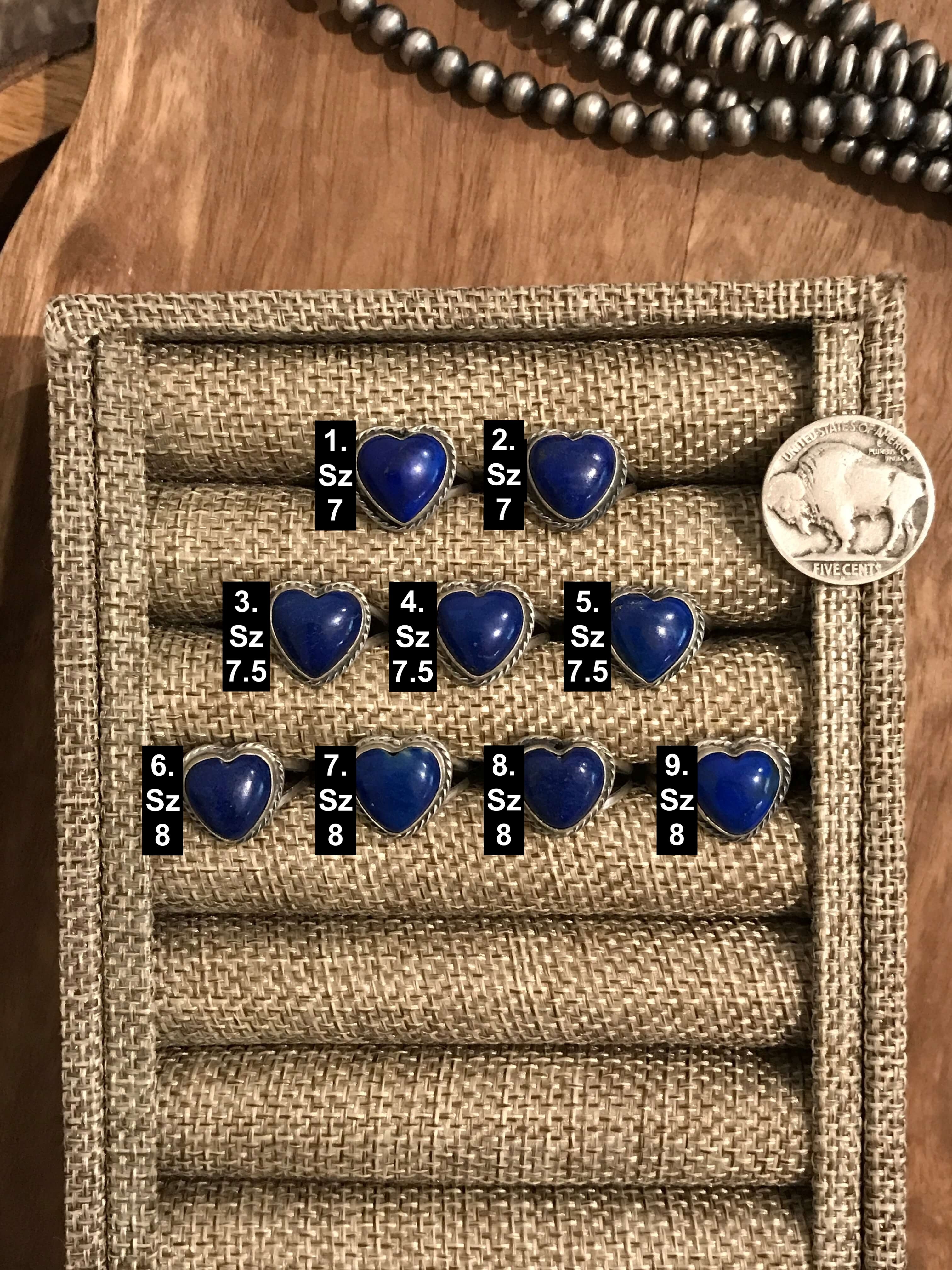 The Heart Rings in Lapis-Rings-Calli Co., Turquoise and Silver Jewelry, Native American Handmade, Zuni Tribe, Navajo Tribe, Brock Texas