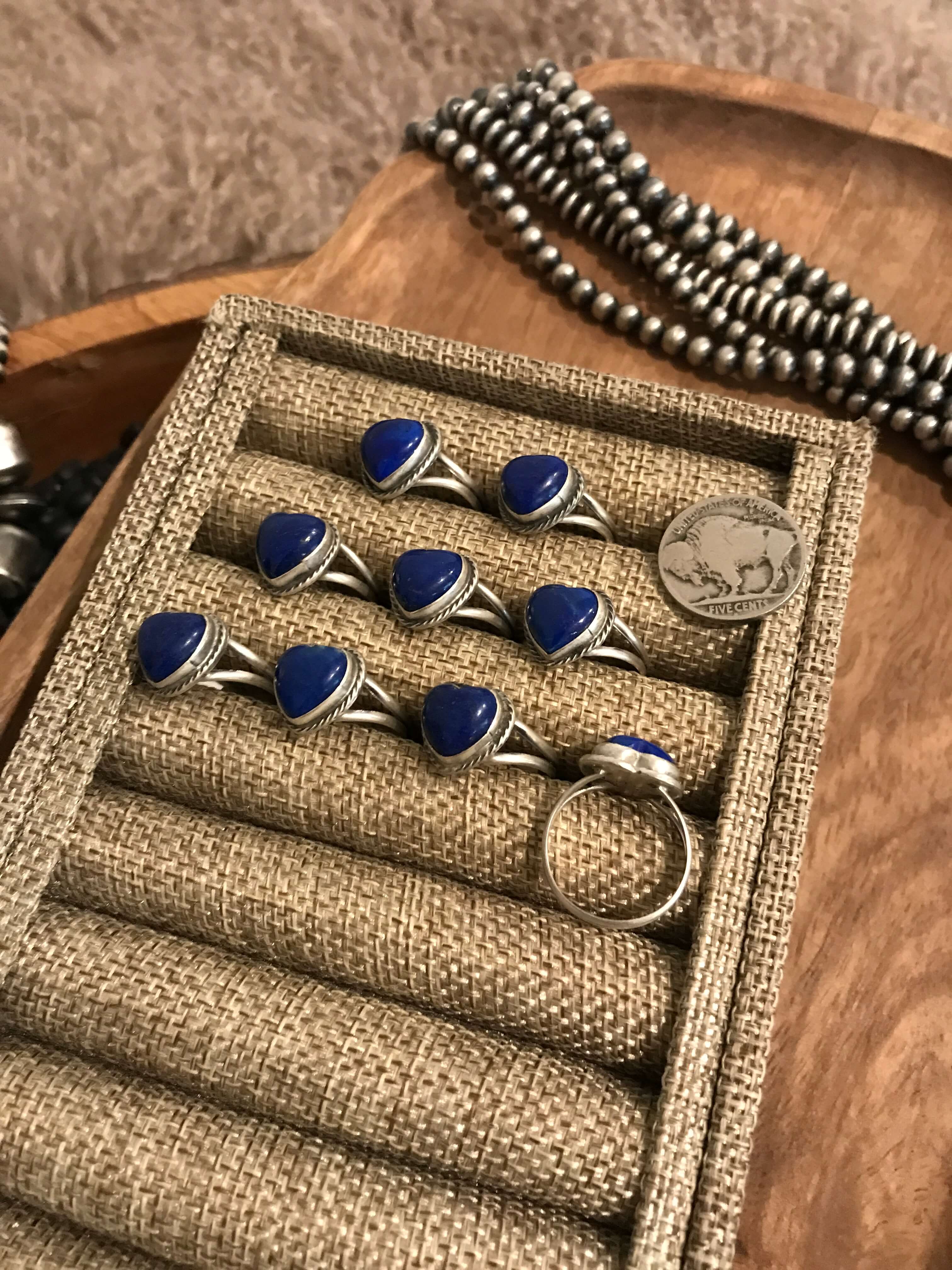 The Heart Rings in Lapis-Rings-Calli Co., Turquoise and Silver Jewelry, Native American Handmade, Zuni Tribe, Navajo Tribe, Brock Texas