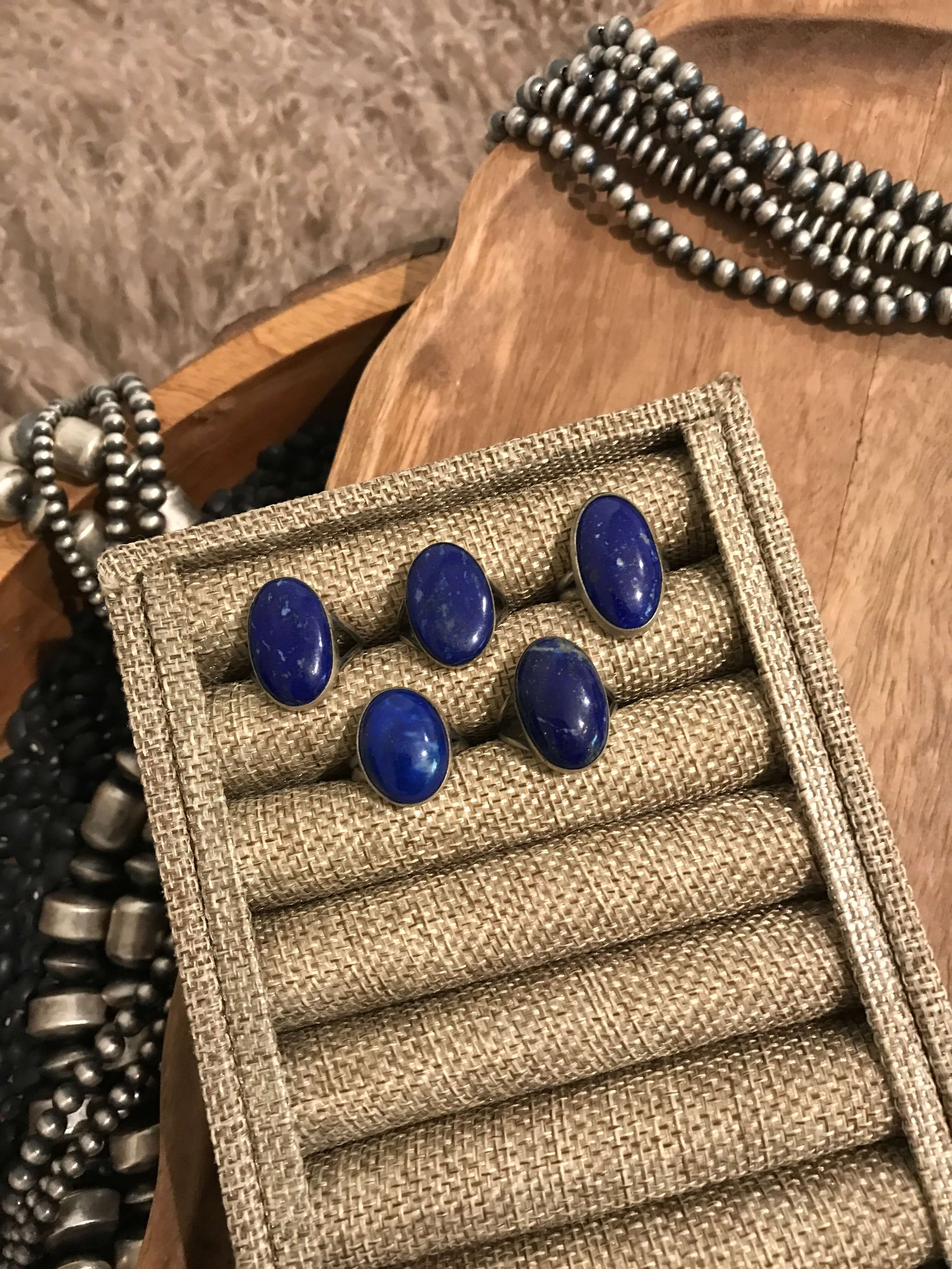 The Branson Rings in Lapis-Rings-Calli Co., Turquoise and Silver Jewelry, Native American Handmade, Zuni Tribe, Navajo Tribe, Brock Texas