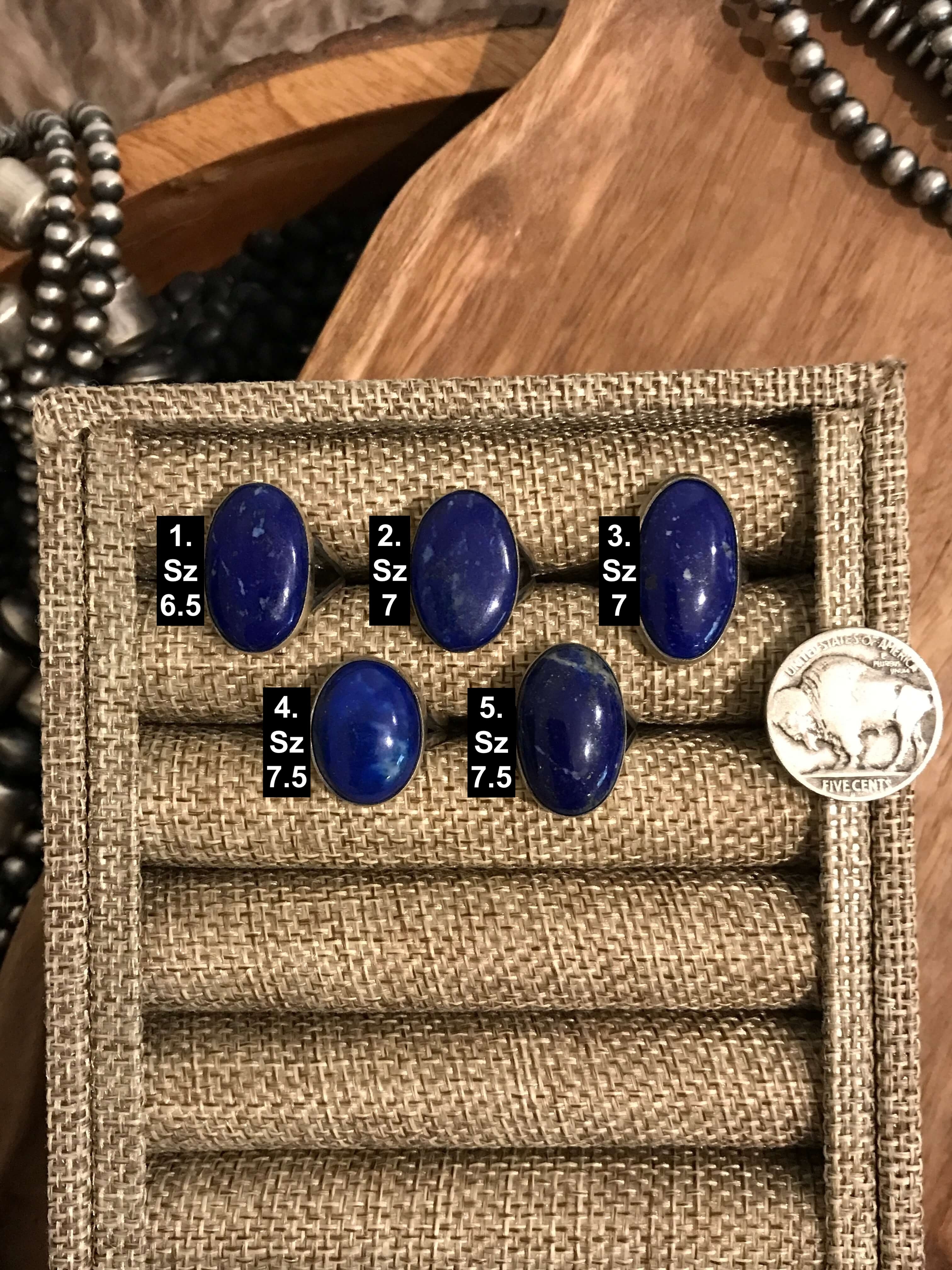 The Branson Rings in Lapis-Rings-Calli Co., Turquoise and Silver Jewelry, Native American Handmade, Zuni Tribe, Navajo Tribe, Brock Texas