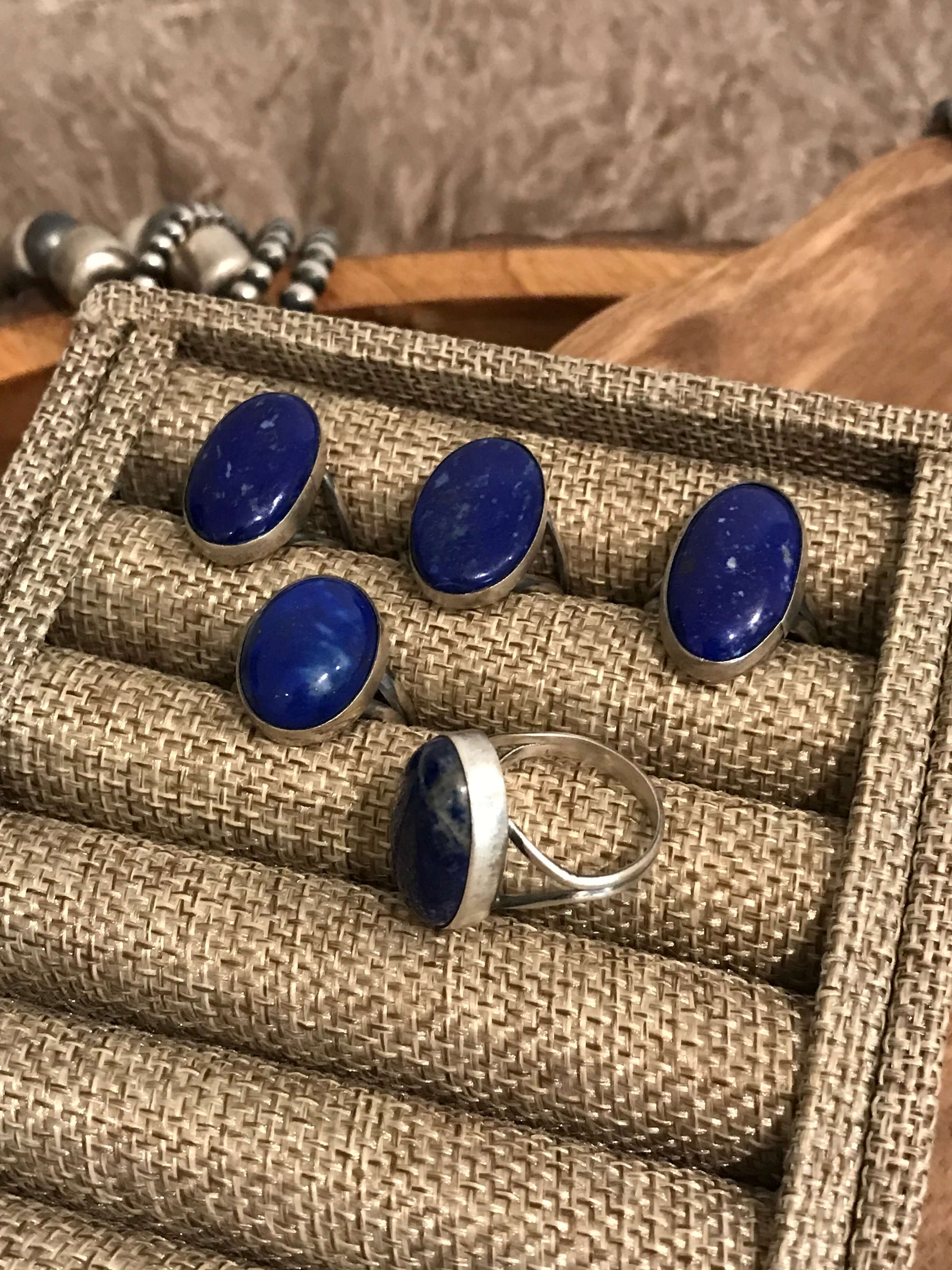 The Branson Rings in Lapis-Rings-Calli Co., Turquoise and Silver Jewelry, Native American Handmade, Zuni Tribe, Navajo Tribe, Brock Texas