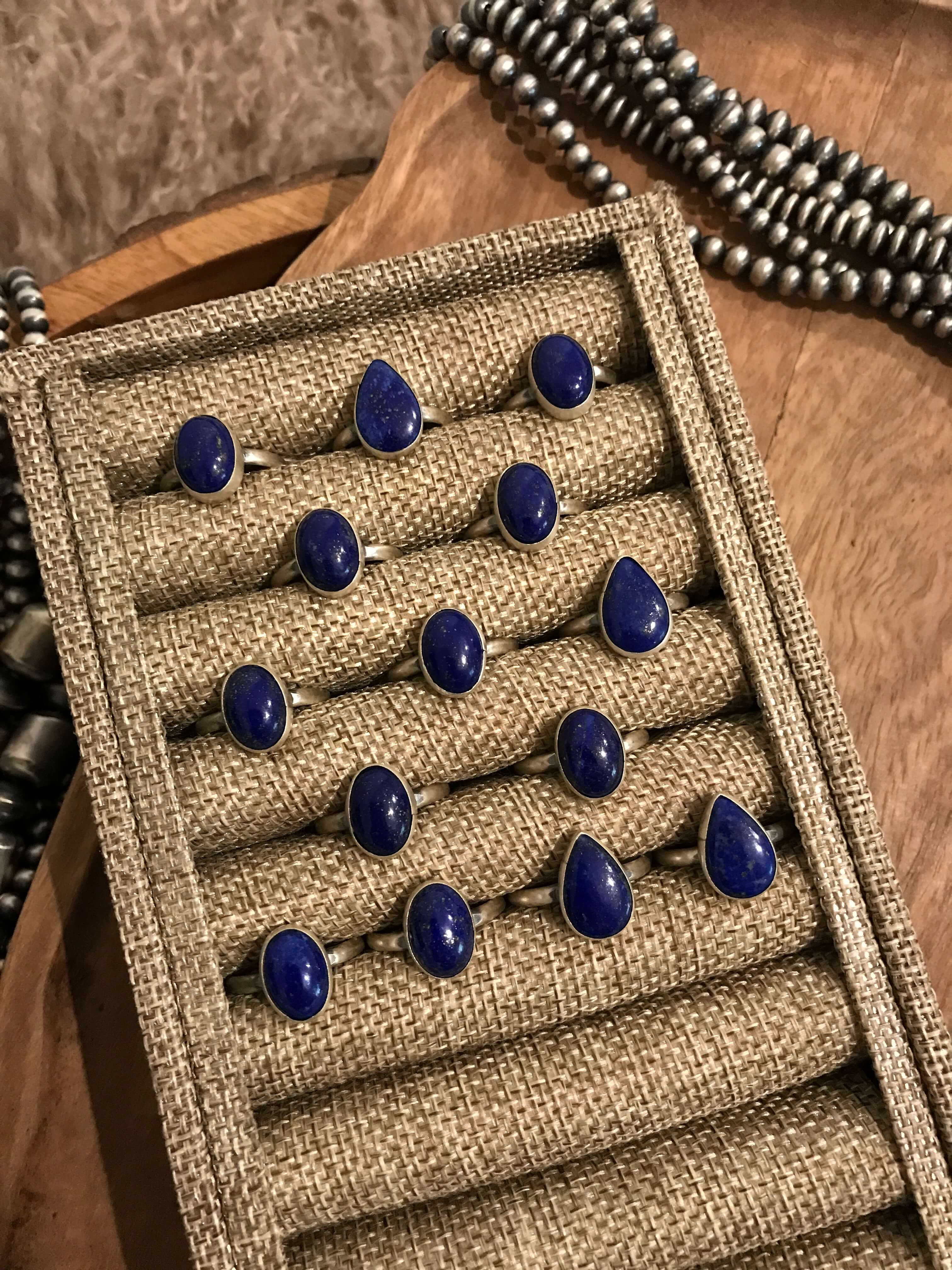 The Jorgi Rings in Lapis-Rings-Calli Co., Turquoise and Silver Jewelry, Native American Handmade, Zuni Tribe, Navajo Tribe, Brock Texas