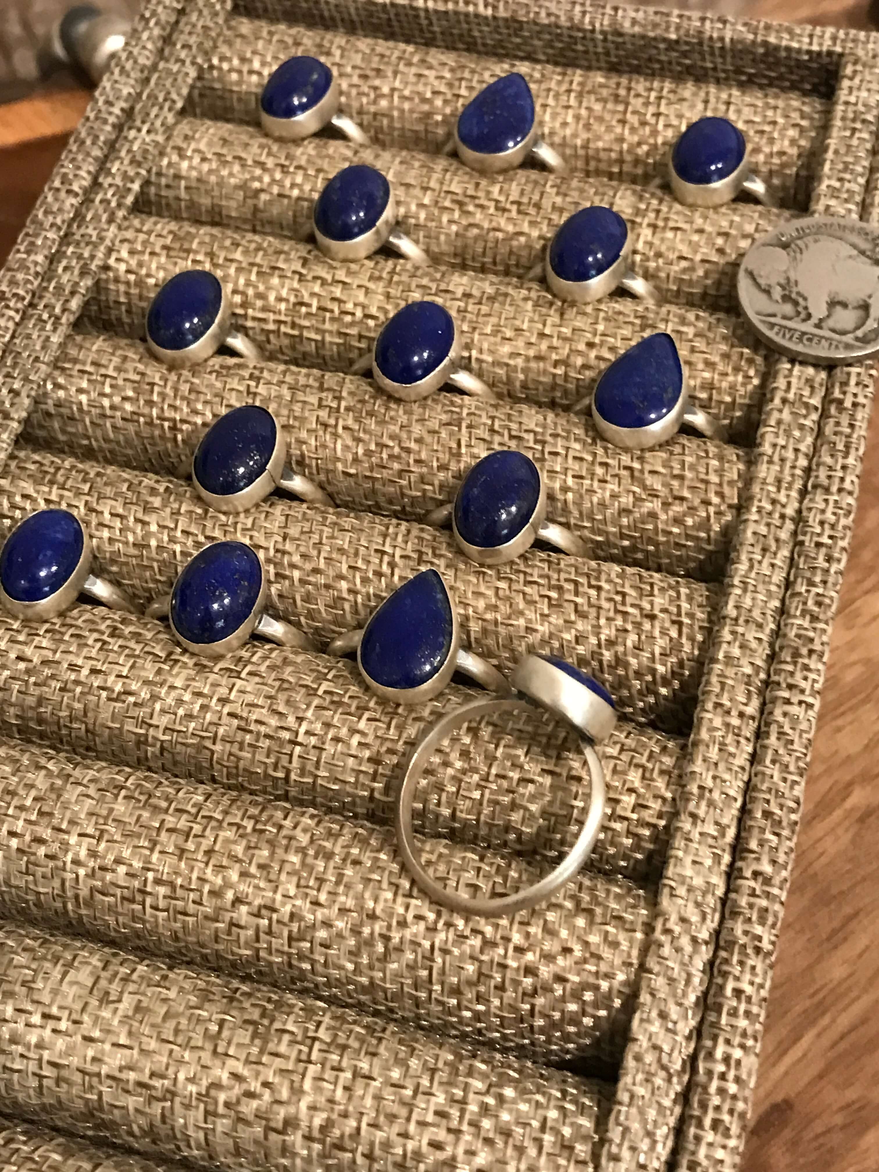 The Jorgi Rings in Lapis-Rings-Calli Co., Turquoise and Silver Jewelry, Native American Handmade, Zuni Tribe, Navajo Tribe, Brock Texas