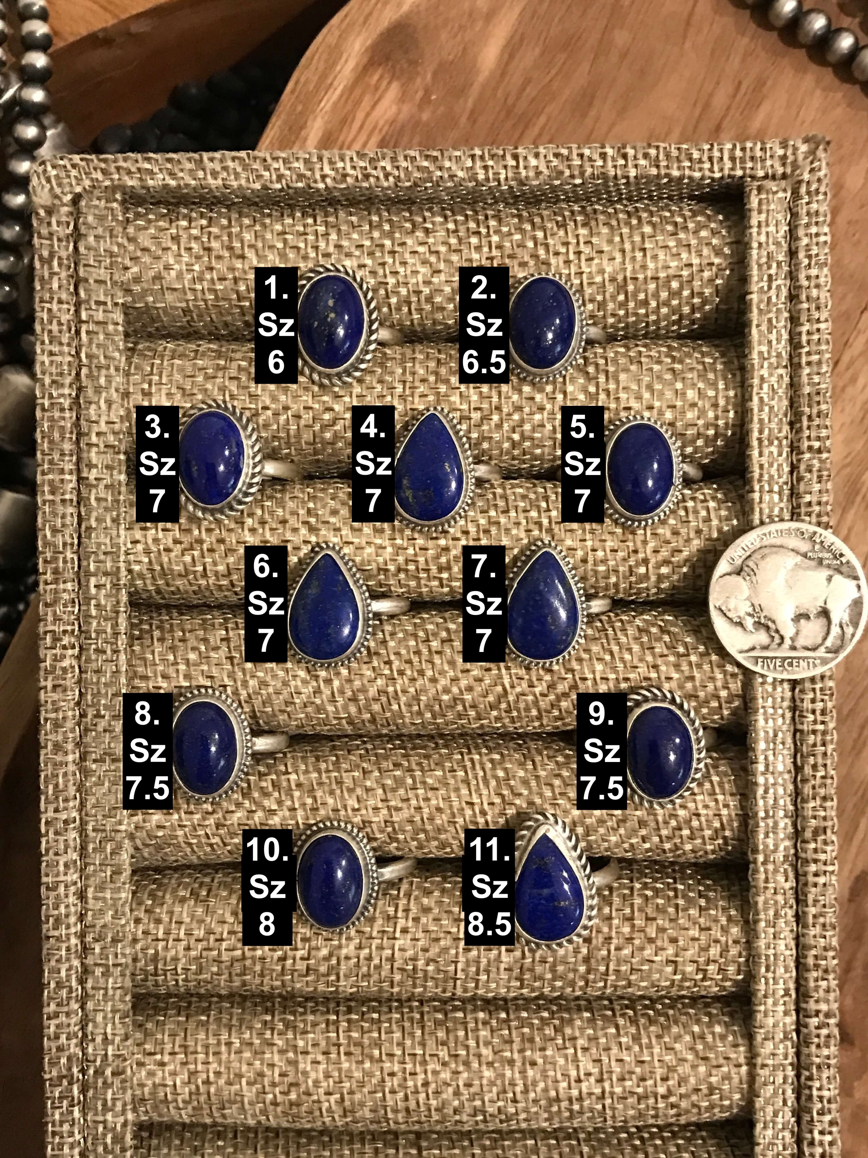 The Brenham Rings in Lapis-Rings-Calli Co., Turquoise and Silver Jewelry, Native American Handmade, Zuni Tribe, Navajo Tribe, Brock Texas