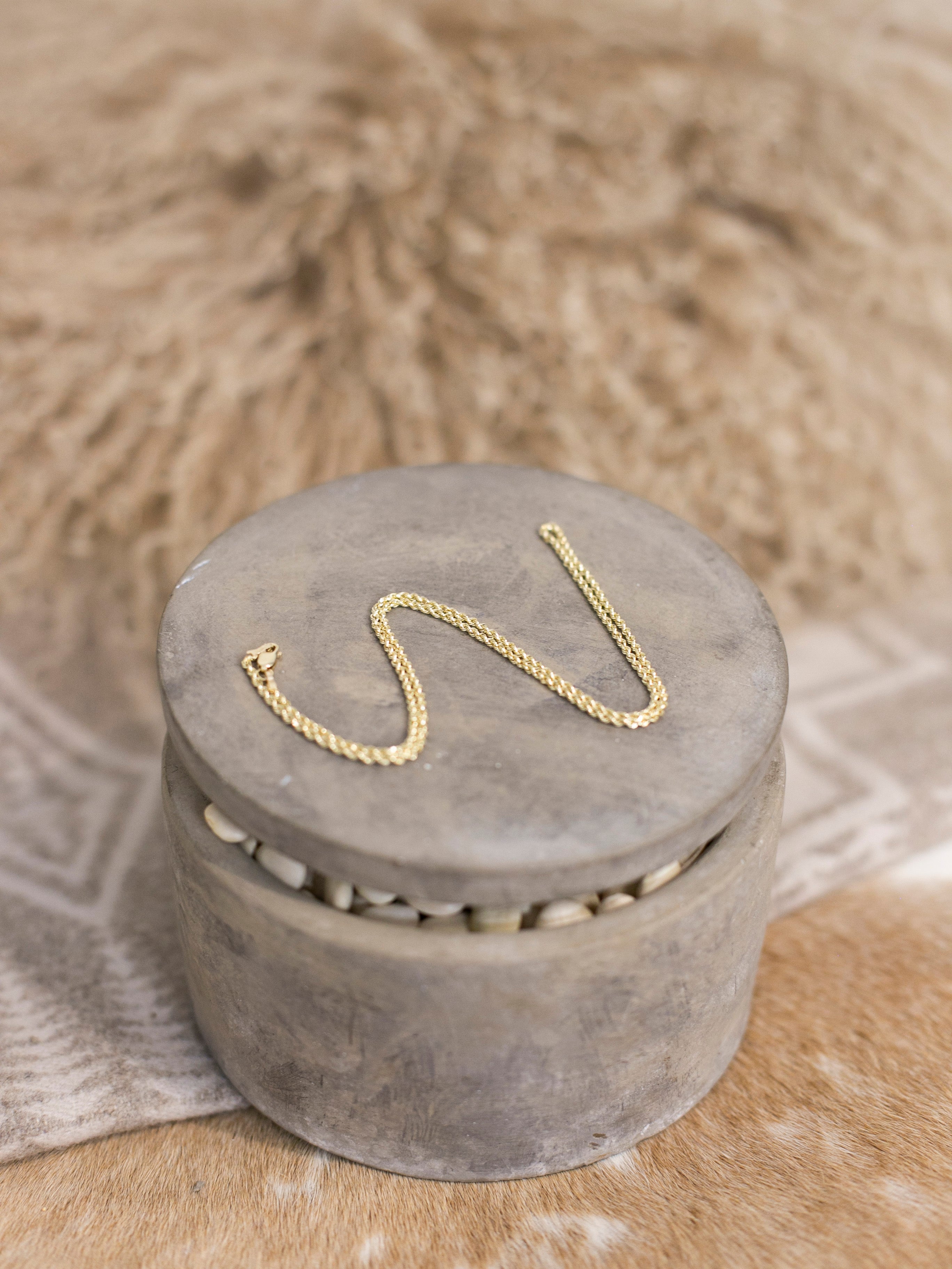 The Rope Chain in 14k Gold-Necklaces-Calli Co., Turquoise and Silver Jewelry, Native American Handmade, Zuni Tribe, Navajo Tribe, Brock Texas