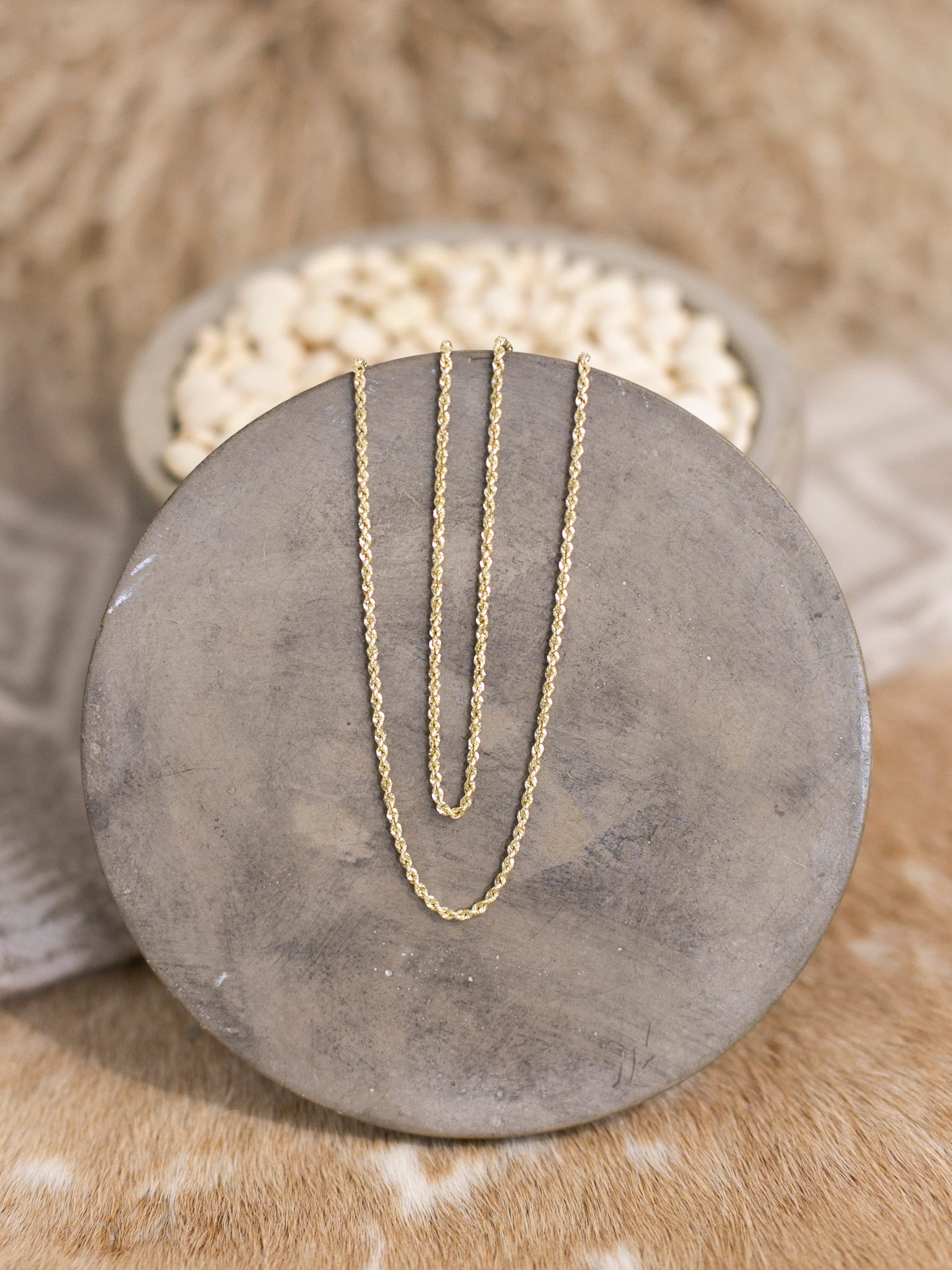 The Rope Chain in 14k Gold-Necklaces-Calli Co., Turquoise and Silver Jewelry, Native American Handmade, Zuni Tribe, Navajo Tribe, Brock Texas